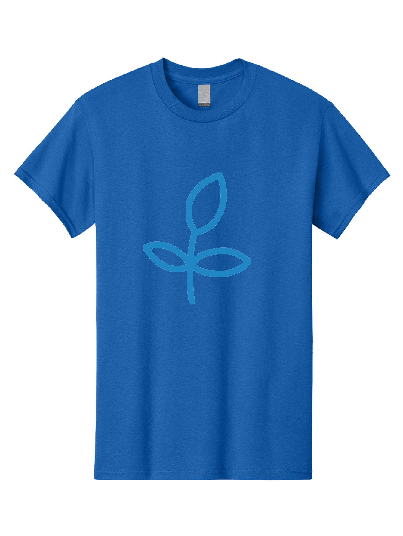 Blue-Plant Men'S Graphic Tee, 100% Cotton, Comfortable Casual Summer Wear, Machine Washable, Simple Plant Illustration, Blue Outline, Minimalist Design, Childlike Artwork, Hand-Drawn Imagery, Floral Motif, Stylized Leaves Aab671