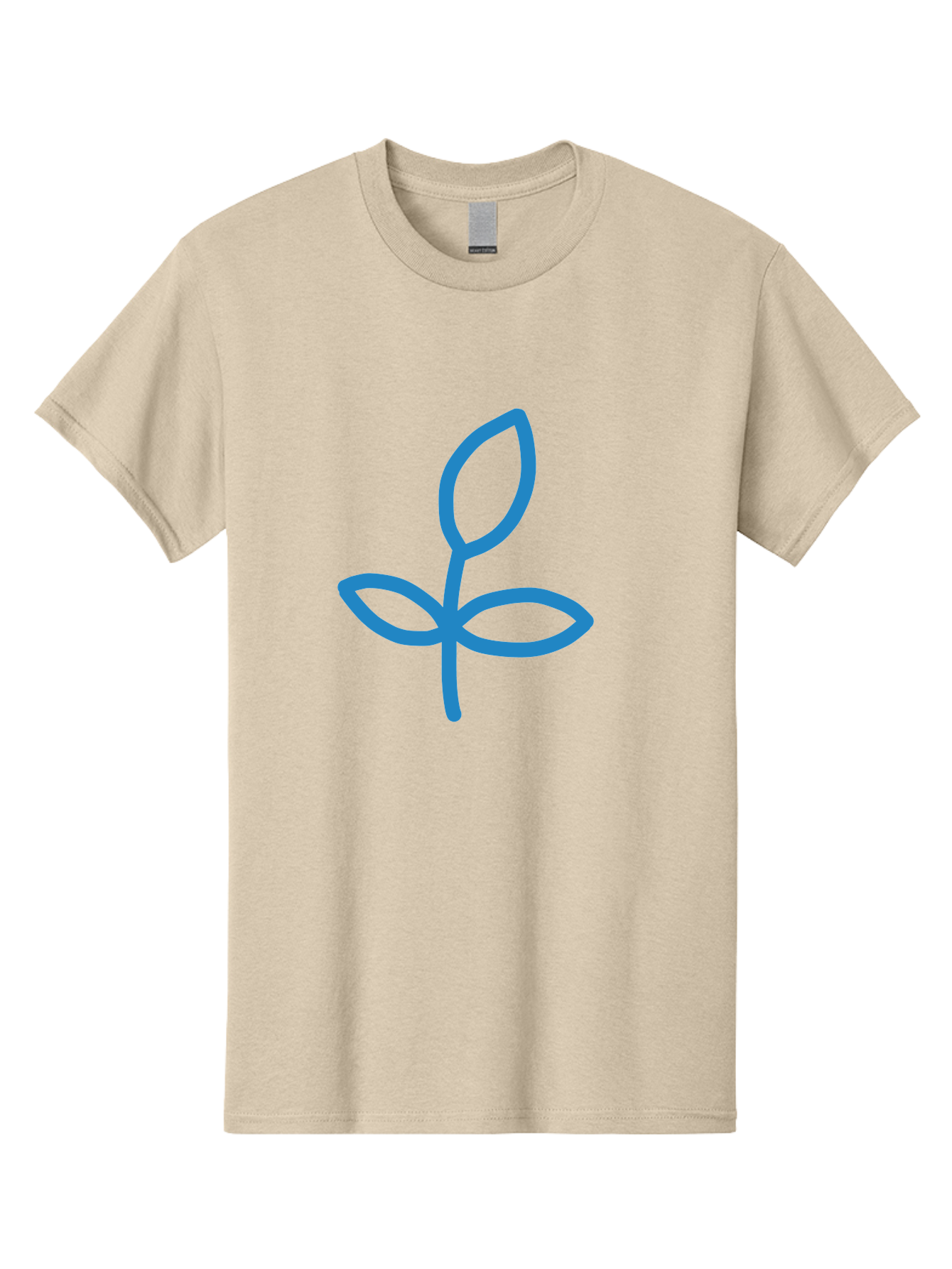 Blue-Plant Men'S Graphic Tee, 100% Cotton, Comfortable Casual Summer Wear, Machine Washable, Simple Plant Illustration, Blue Outline, Minimalist Design, Childlike Artwork, Hand-Drawn Imagery, Floral Motif, Stylized Leaves Aab671