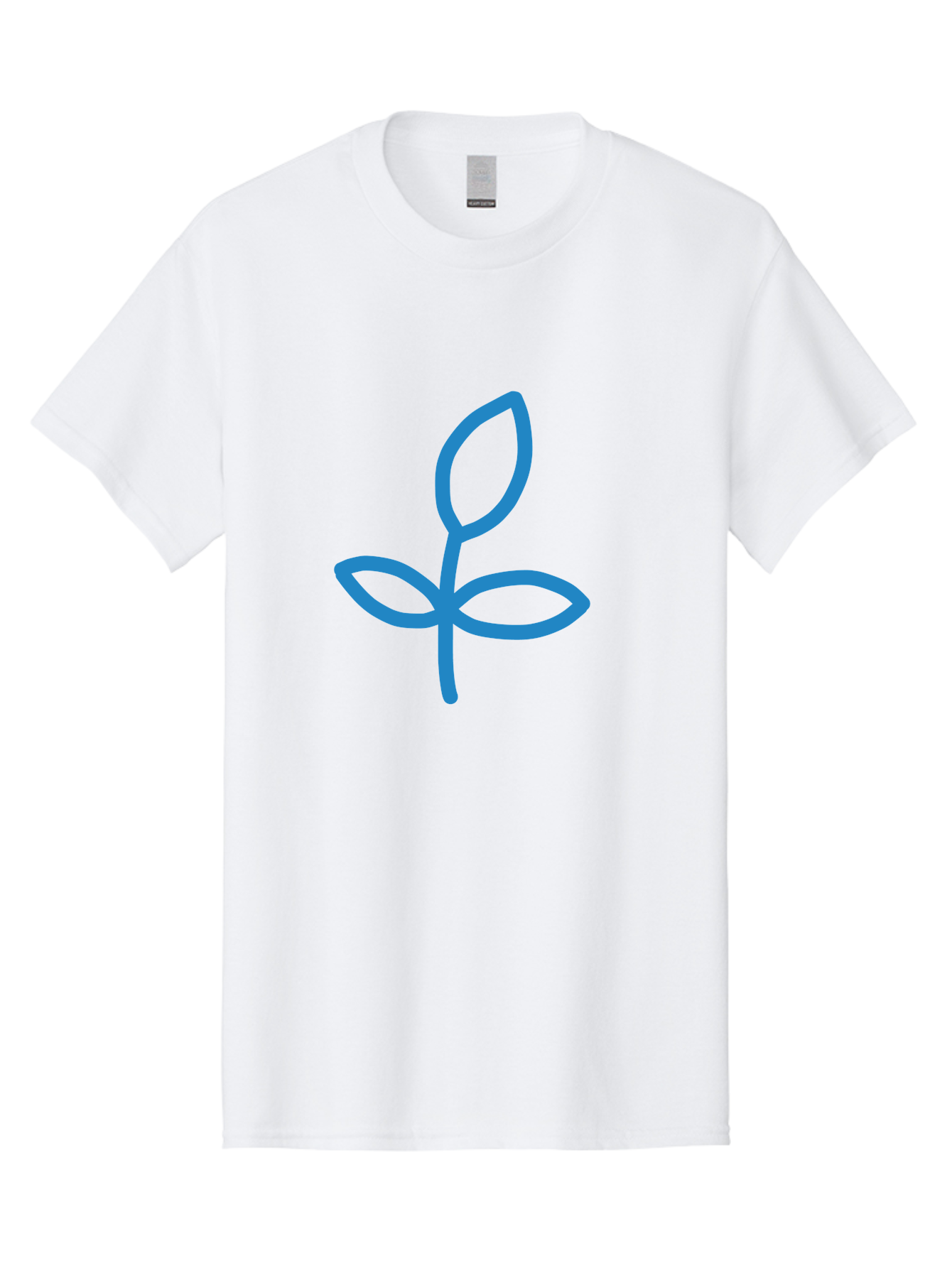 Blue-Plant Men'S Graphic Tee, 100% Cotton, Comfortable Casual Summer Wear, Machine Washable, Simple Plant Illustration, Blue Outline, Minimalist Design, Childlike Artwork, Hand-Drawn Imagery, Floral Motif, Stylized Leaves Aab671