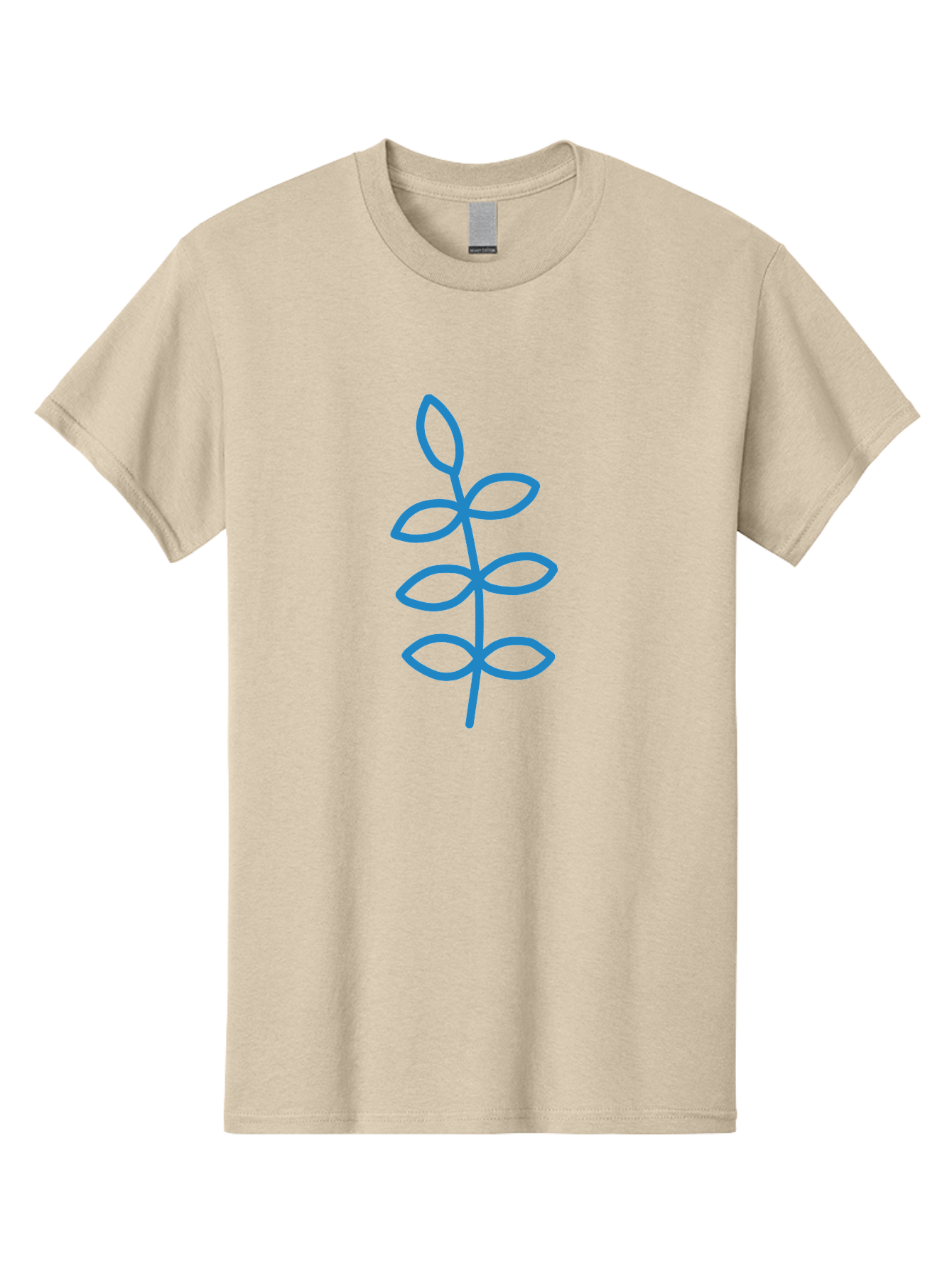 Blue-Stem Men'S Graphic Tee, 100% Cotton, Comfortable Casual Summer Wear, Machine Washable, Simple Plant Drawing, Blue Outline, Minimalist Art, Stylized Leaves, Modern Illustration, Digital Artwork, Nature-Inspired Design Aab672