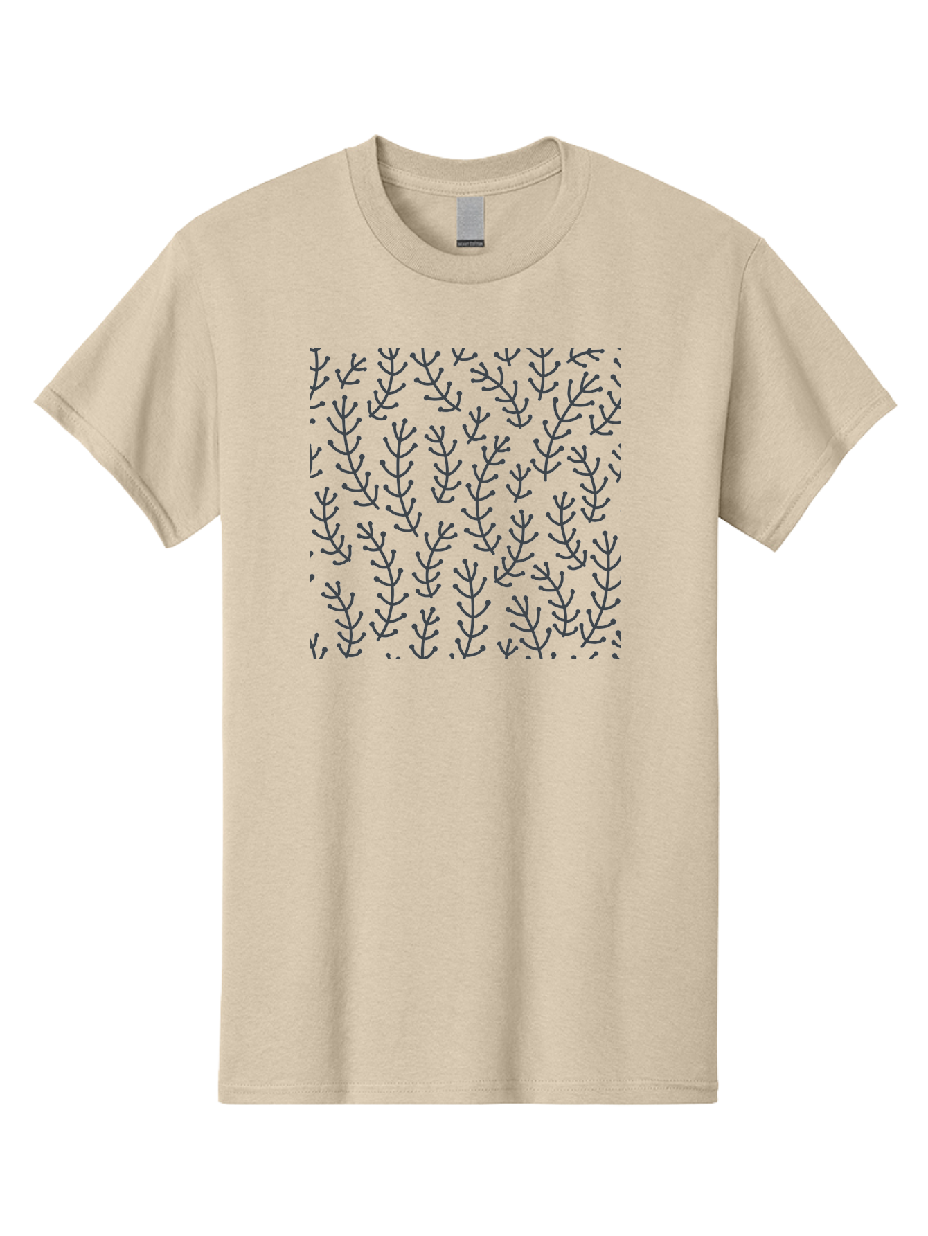 Branches-Pattern Men'S Graphic Tee, 100% Cotton, Comfortable Casual Summer Wear, Machine Washable, Repeating Pattern, Black Branches, Minimalist Design, Simple Shapes, Abstract Art, Geometric Pattern, Decorative Elements, Modern Aesthetic, Aab673