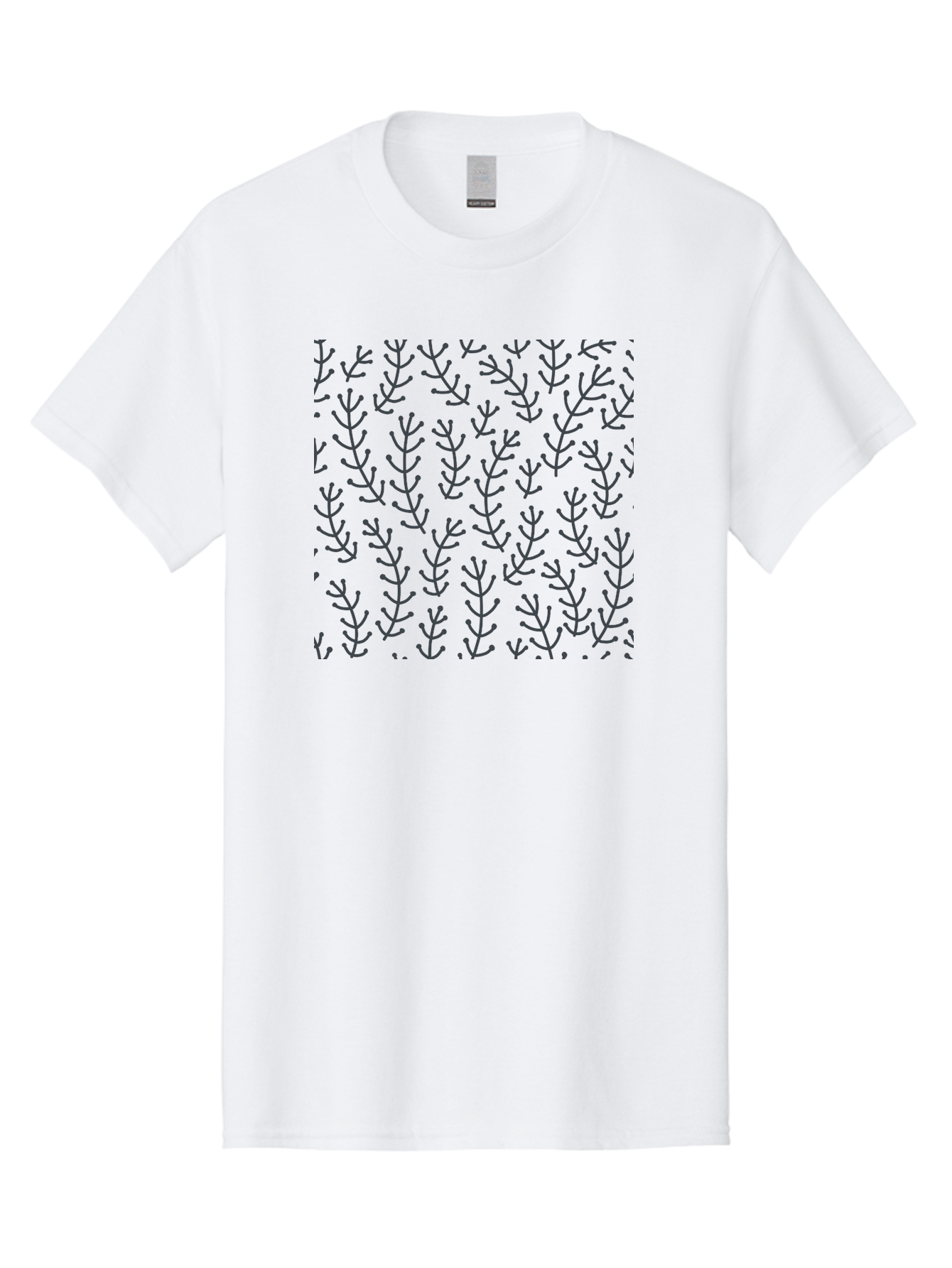 Branches-Pattern Men'S Graphic Tee, 100% Cotton, Comfortable Casual Summer Wear, Machine Washable, Repeating Pattern, Black Branches, Minimalist Design, Simple Shapes, Abstract Art, Geometric Pattern, Decorative Elements, Modern Aesthetic, Aab673