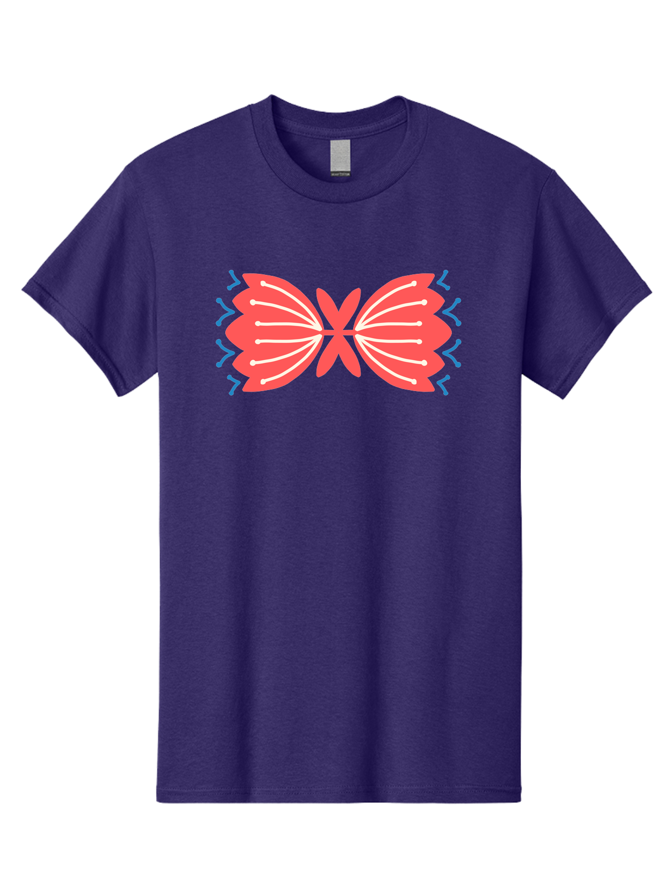 Butterfly Men'S Graphic Tee, 100% Cotton, Comfortable Casual Summer Wear, Machine Washable, Pink Butterfly, Symmetrical Design, White Lines, Blue Zigzags, Abstract Art, Colorful Graphics, Modern Illustration, Decorative Wings Aab676