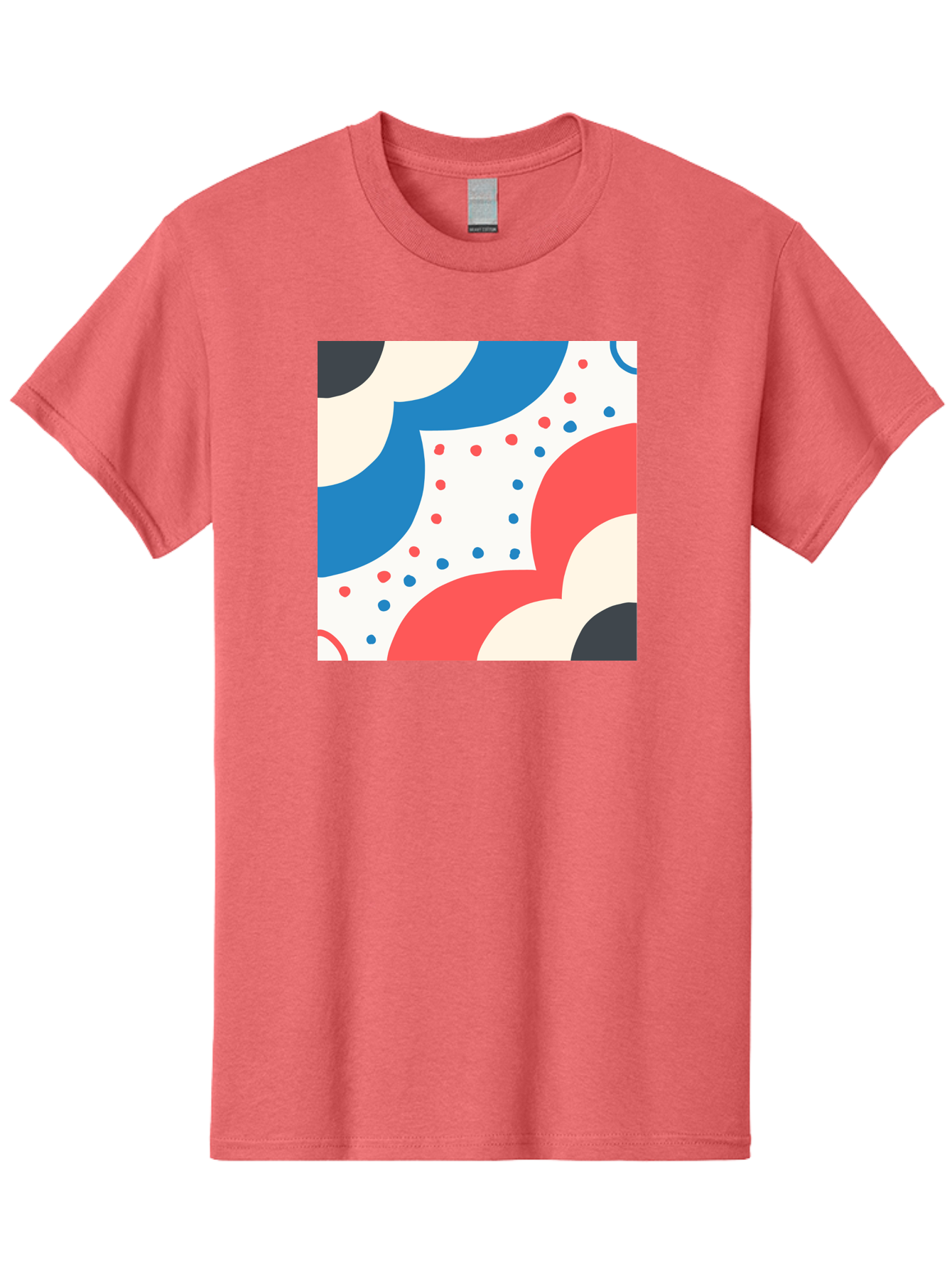 Colorful-Floral-Pattern Men'S Graphic Tee, 100% Cotton, Comfortable Casual Summer Wear, Machine Washable, Geometric Shapes, Abstract Design, Colorful Patterns, Blue Red Black White, Modern Art, Creative Graphics, Dynamic Layout, Aab680