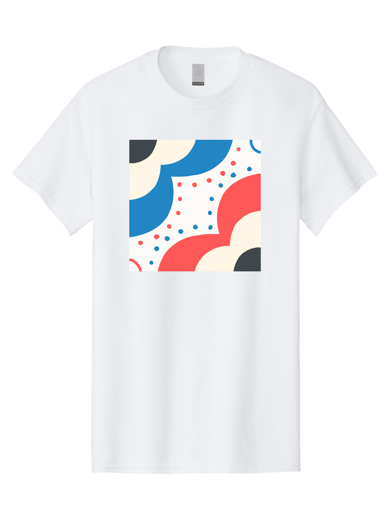 Colorful-Floral-Pattern Men'S Graphic Tee, 100% Cotton, Comfortable Casual Summer Wear, Machine Washable, Geometric Shapes, Abstract Design, Colorful Patterns, Blue Red Black White, Modern Art, Creative Graphics, Dynamic Layout, Aab680