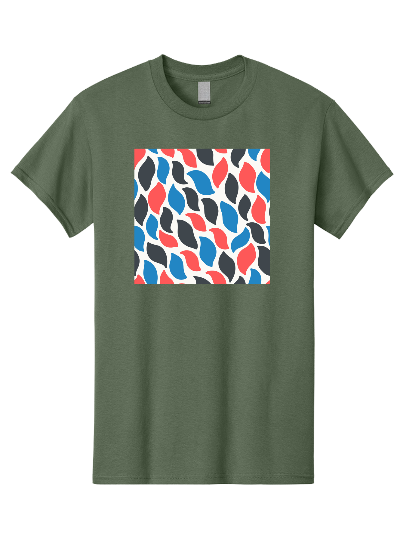 Colorful-Leaves-Pattern Men'S Graphic Tee, 100% Cotton, Comfortable Casual Summer Wear, Machine Washable, Multicolored Leaf Pattern, Red Blue Black Leaves, Abstract Design, Colorful Shapes, Leaf Motifs, Graphic Elements, Vibrant Hues, Aab681