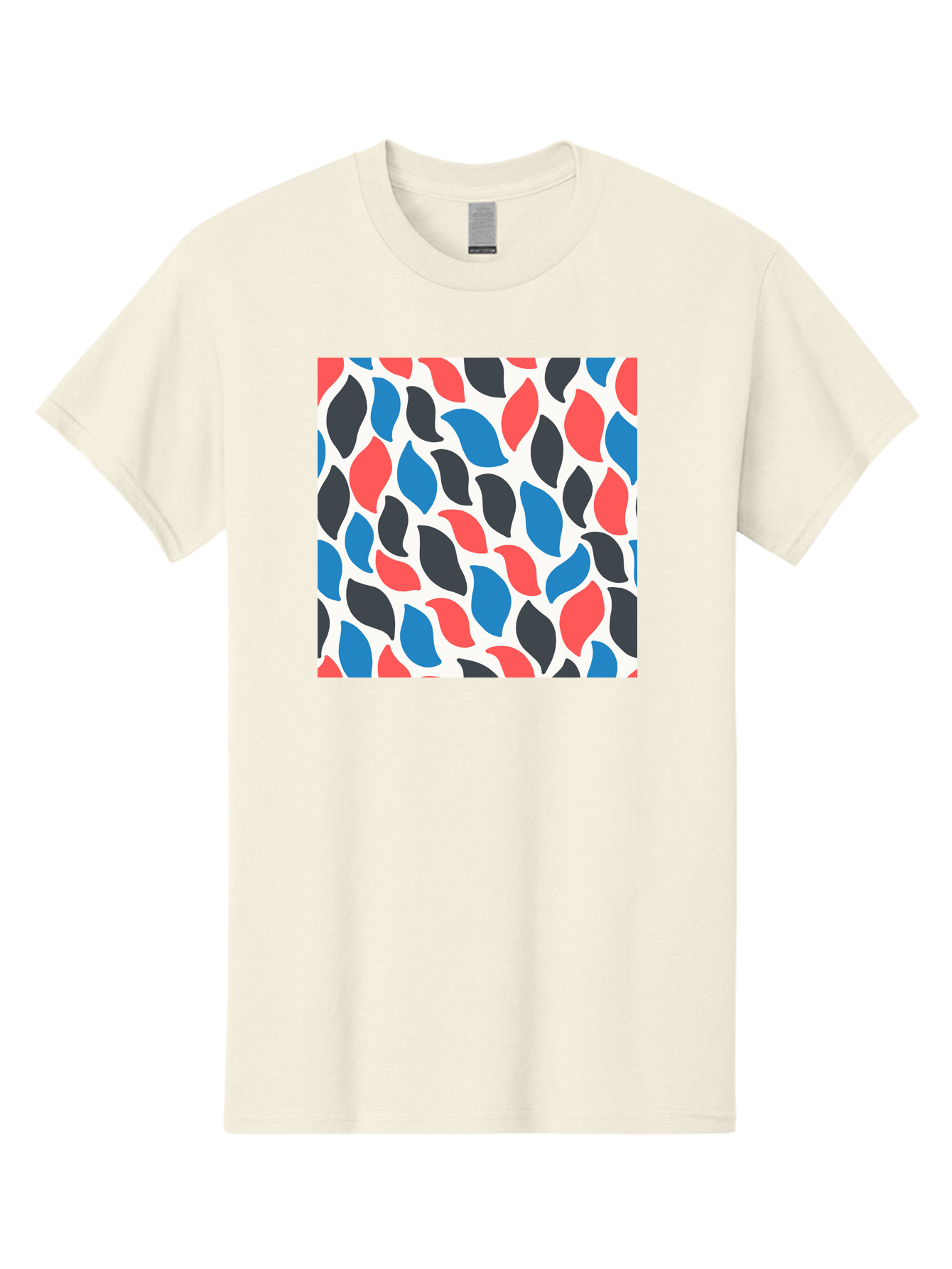 Colorful-Leaves-Pattern Men'S Graphic Tee, 100% Cotton, Comfortable Casual Summer Wear, Machine Washable, Multicolored Leaf Pattern, Red Blue Black Leaves, Abstract Design, Colorful Shapes, Leaf Motifs, Graphic Elements, Vibrant Hues, Aab681