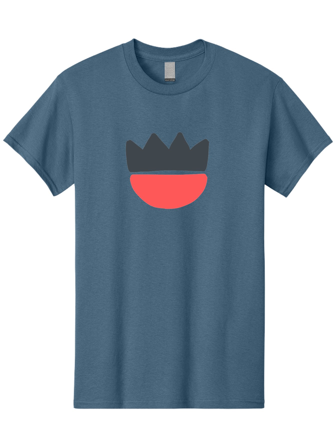 Crown-And-Smile Men'S Graphic Tee, 100% Cotton, Comfortable Casual Summer Wear, Machine Washable, Simple Crown Design, Red Smile, Minimalist Illustration, Monarch Symbol, Royal Emblem, Happy Face, Graphic Icon Aab682