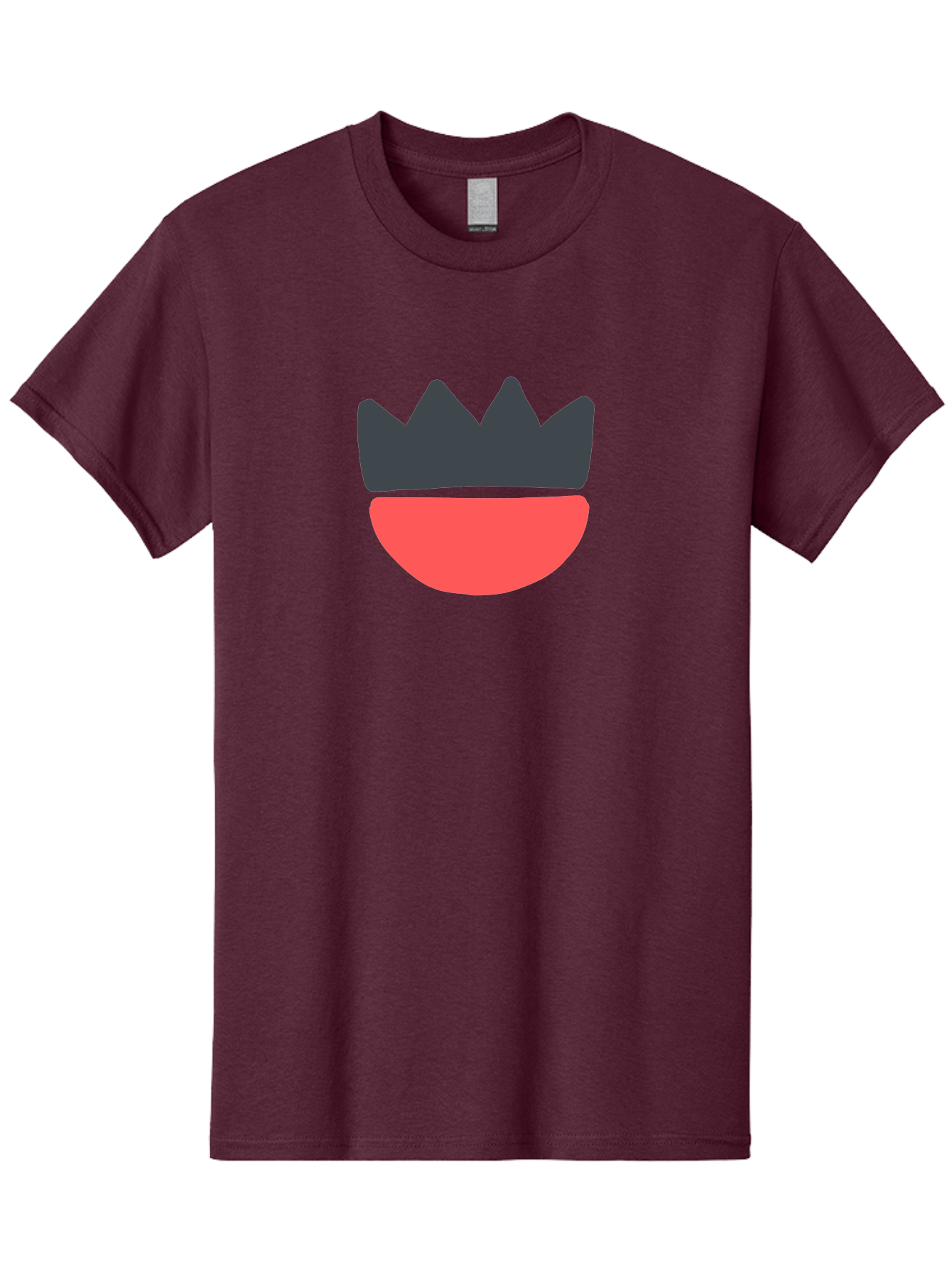 Crown-And-Smile Men'S Graphic Tee, 100% Cotton, Comfortable Casual Summer Wear, Machine Washable, Simple Crown Design, Red Smile, Minimalist Illustration, Monarch Symbol, Royal Emblem, Happy Face, Graphic Icon Aab682