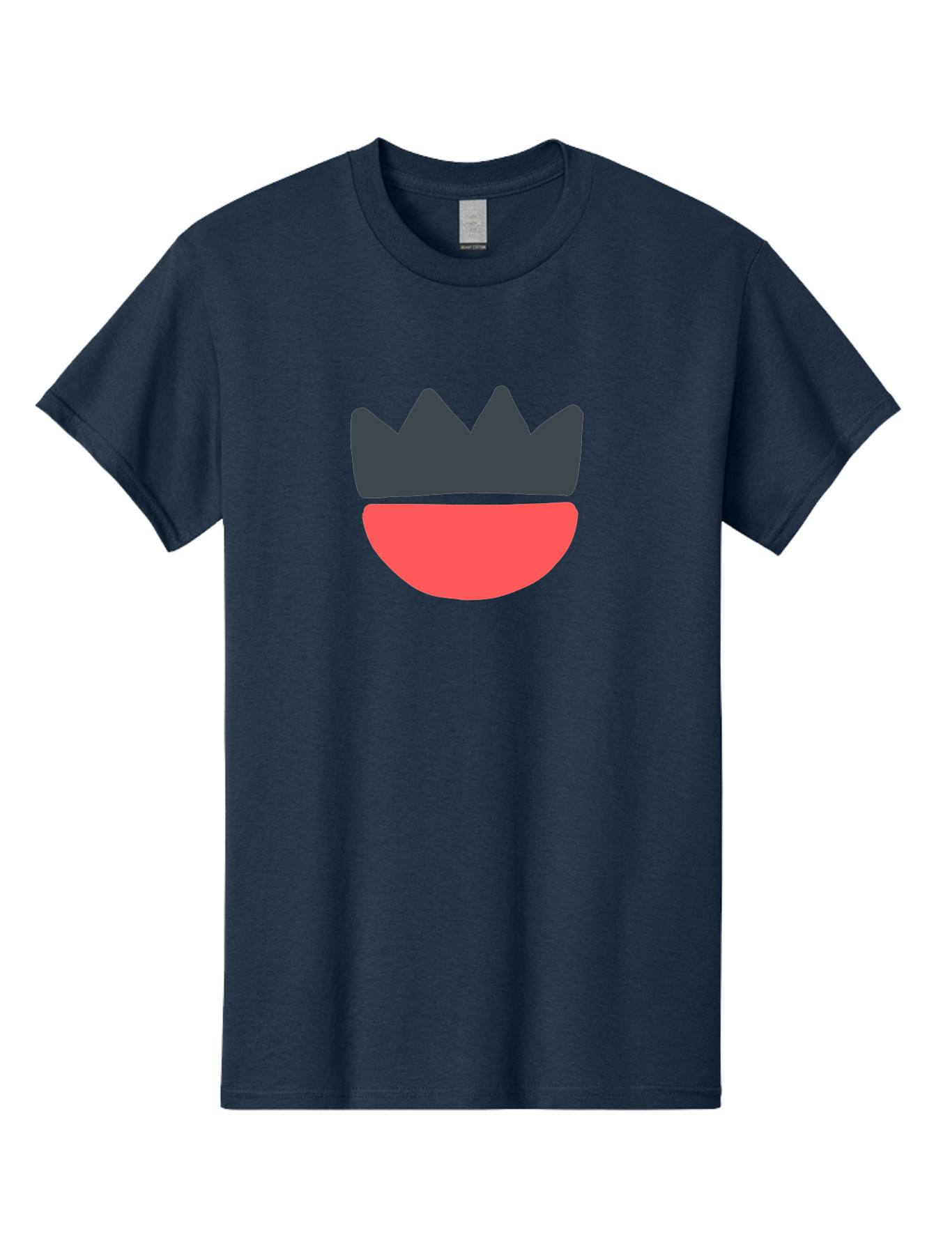 Crown-And-Smile Men'S Graphic Tee, 100% Cotton, Comfortable Casual Summer Wear, Machine Washable, Simple Crown Design, Red Smile, Minimalist Illustration, Monarch Symbol, Royal Emblem, Happy Face, Graphic Icon Aab682