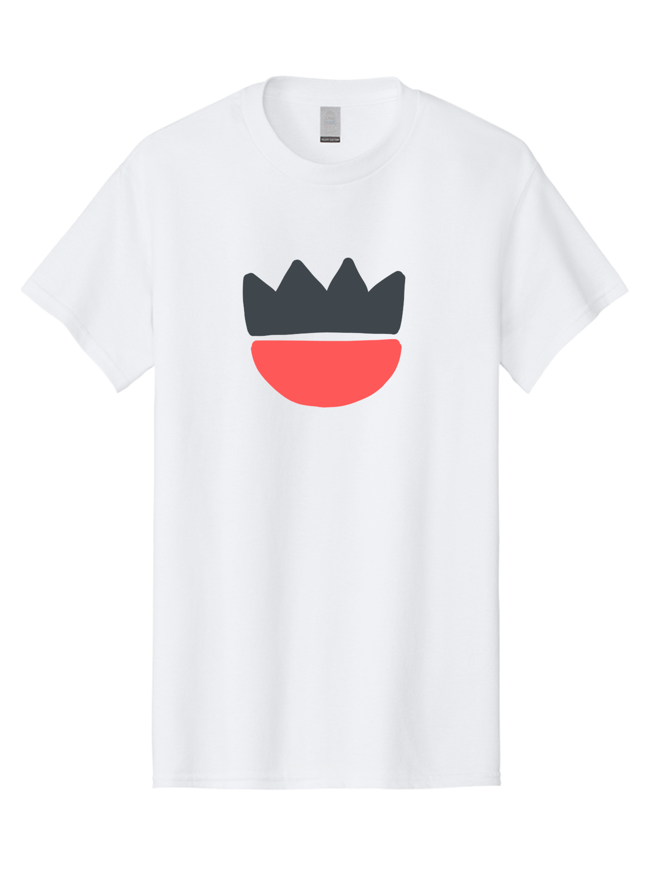 Crown-And-Smile Men'S Graphic Tee, 100% Cotton, Comfortable Casual Summer Wear, Machine Washable, Simple Crown Design, Red Smile, Minimalist Illustration, Monarch Symbol, Royal Emblem, Happy Face, Graphic Icon Aab682