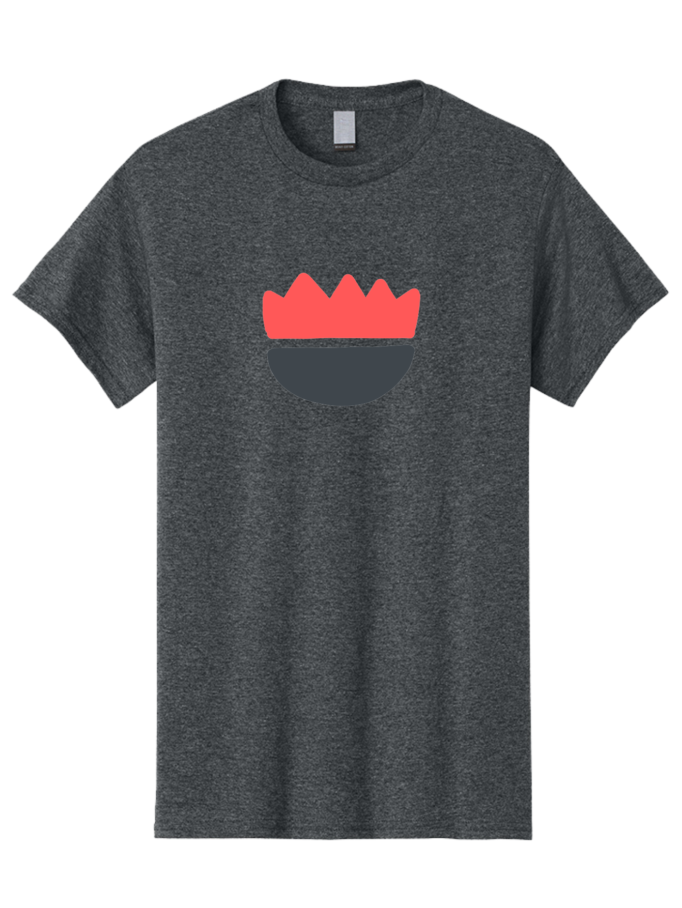 Crown-Smiley Men'S Graphic Tee, 100% Cotton, Comfortable Casual Summer Wear, Machine Washable, Coral Crown, Dark Grey Bowl, Minimalist Design, Simple Shapes, Modern Aesthetic, Bold Colors Aab684