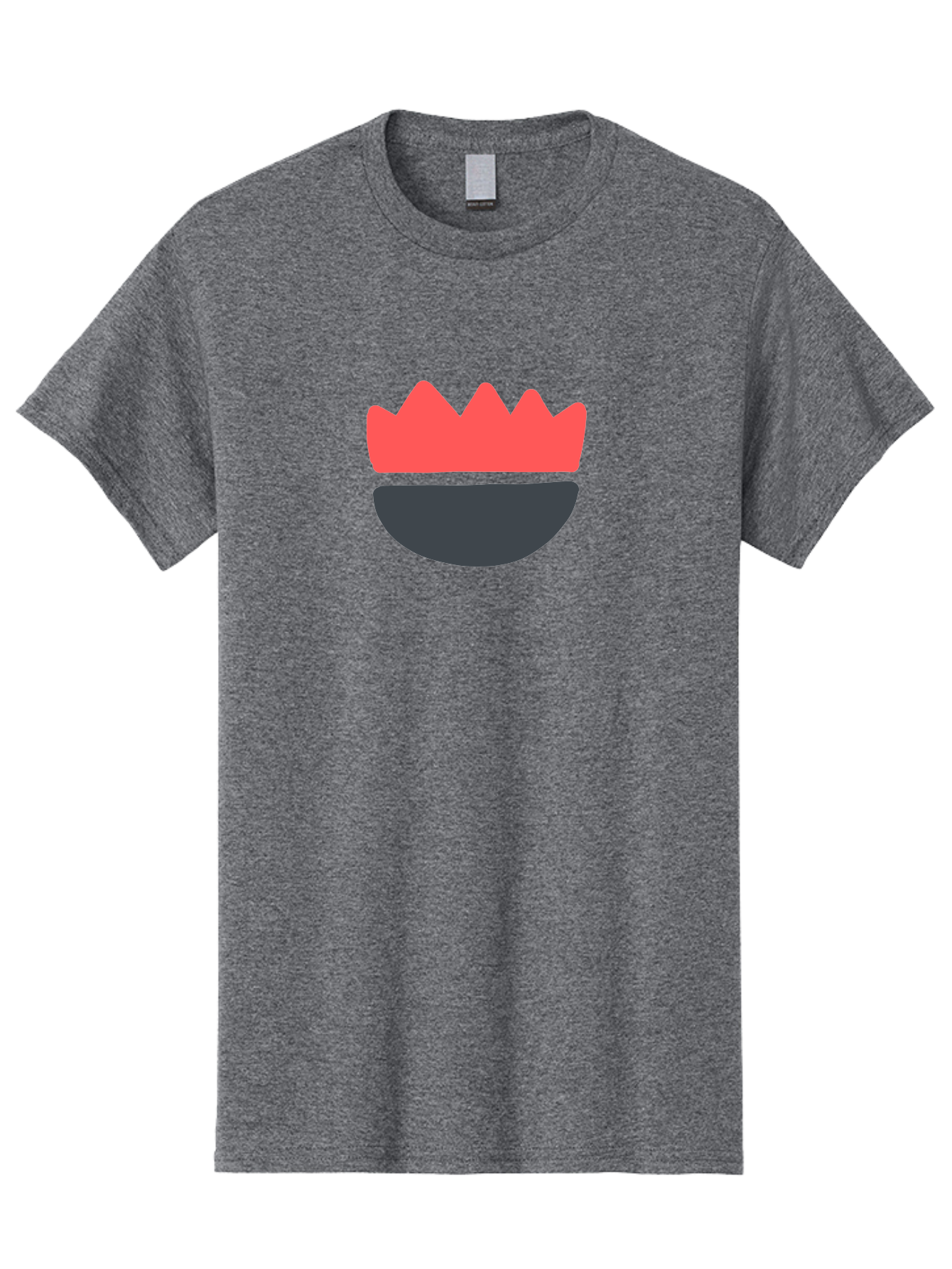 Crown-Smiley Men'S Graphic Tee, 100% Cotton, Comfortable Casual Summer Wear, Machine Washable, Coral Crown, Dark Grey Bowl, Minimalist Design, Simple Shapes, Modern Aesthetic, Bold Colors Aab684