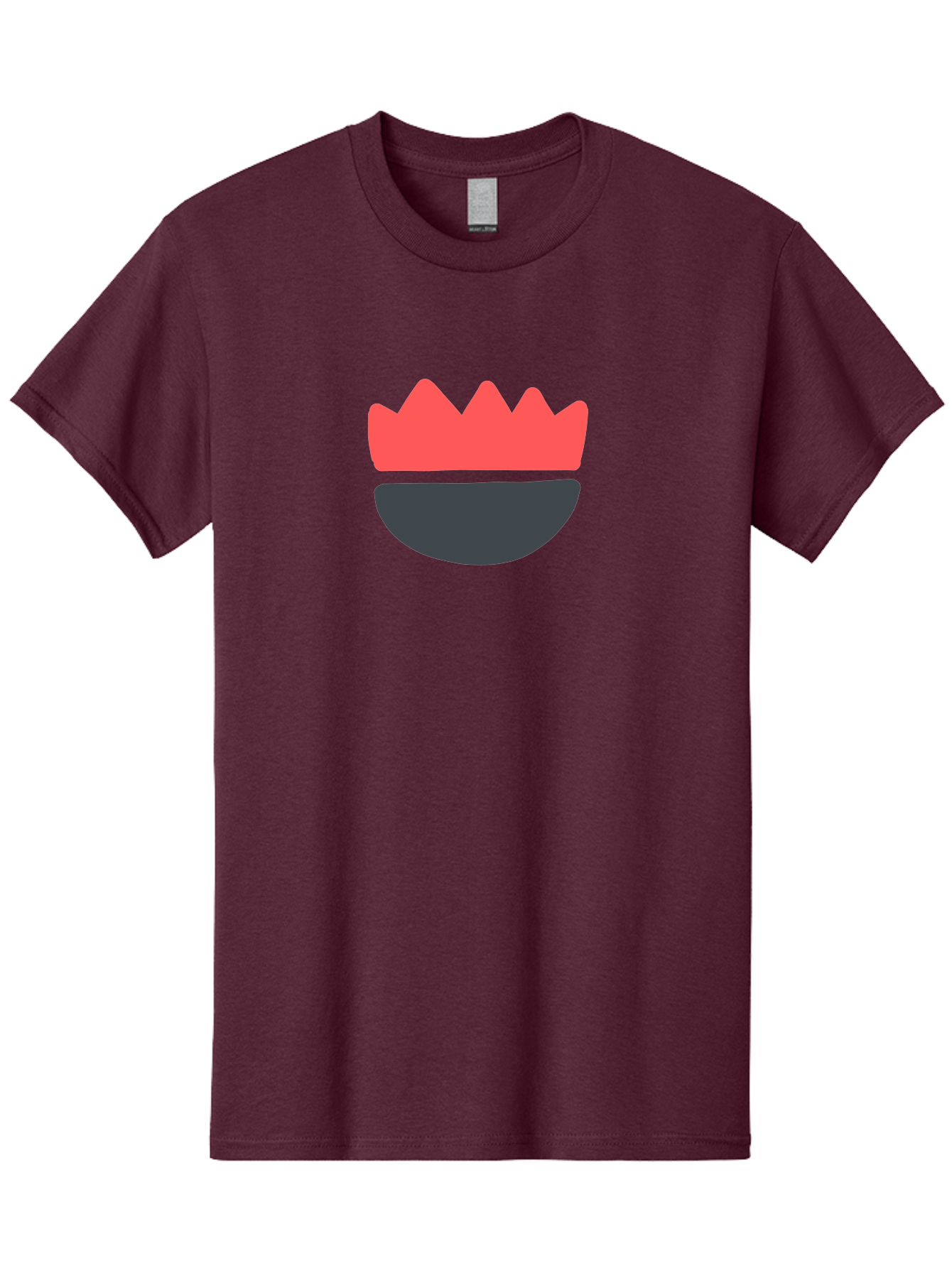 Crown-Smiley Men'S Graphic Tee, 100% Cotton, Comfortable Casual Summer Wear, Machine Washable, Coral Crown, Dark Grey Bowl, Minimalist Design, Simple Shapes, Modern Aesthetic, Bold Colors Aab684