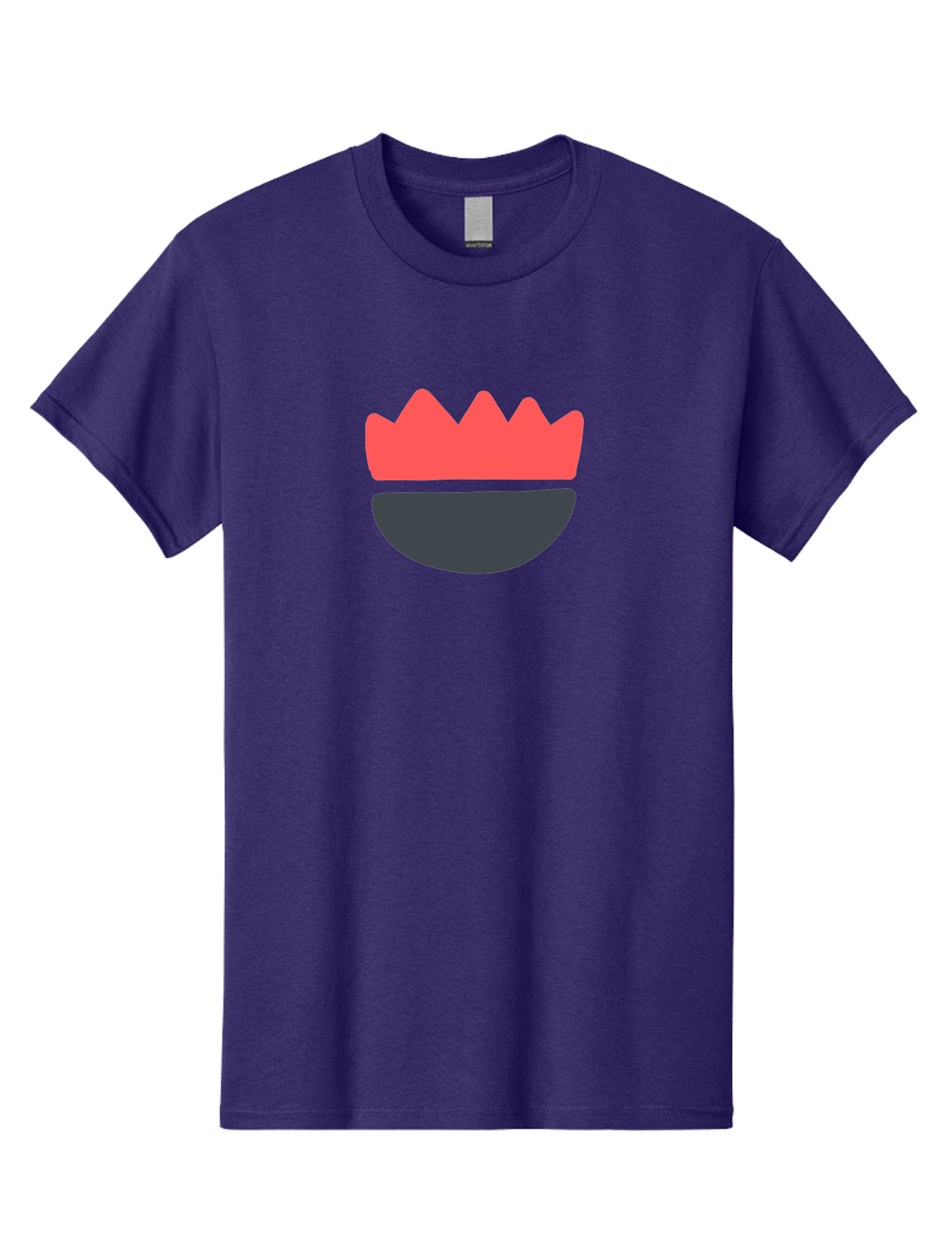 Crown-Smiley Men'S Graphic Tee, 100% Cotton, Comfortable Casual Summer Wear, Machine Washable, Coral Crown, Dark Grey Bowl, Minimalist Design, Simple Shapes, Modern Aesthetic, Bold Colors Aab684