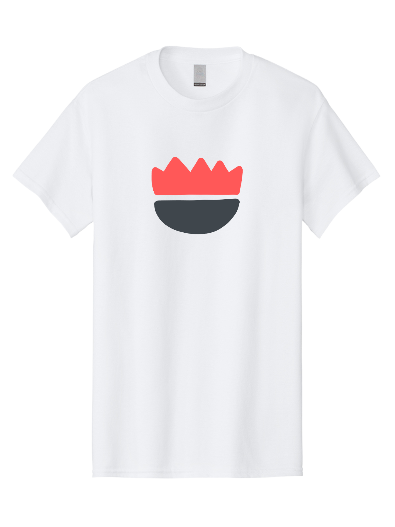 Crown-Smiley Men'S Graphic Tee, 100% Cotton, Comfortable Casual Summer Wear, Machine Washable, Coral Crown, Dark Grey Bowl, Minimalist Design, Simple Shapes, Modern Aesthetic, Bold Colors Aab684