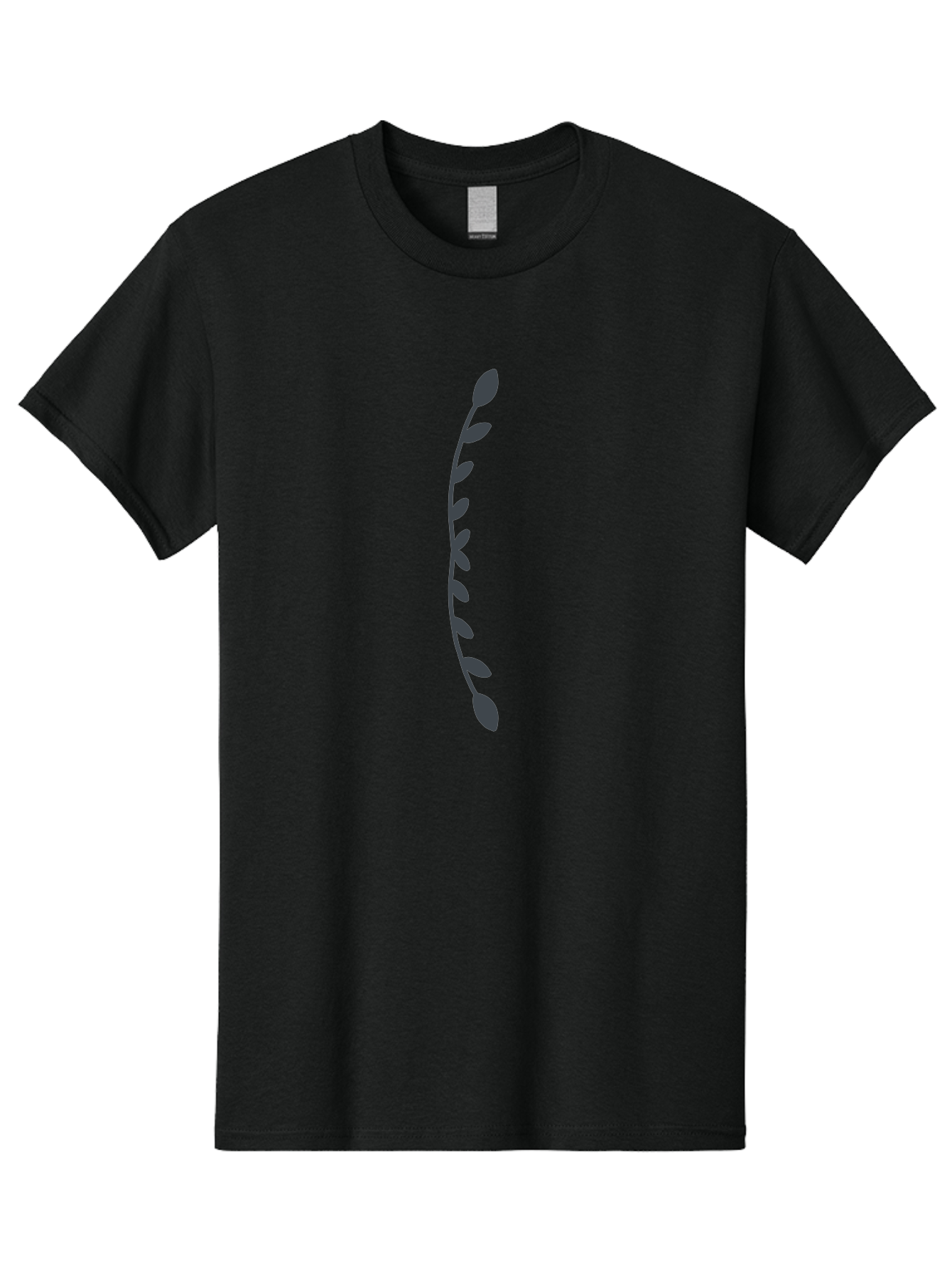 Curved-Dark-Grey-Stem-With-Leaves Men'S Graphic Tee, 100% Cotton, Comfortable Casual Summer Wear, Machine Washable, Curved Stem, Leaves, Botanical Illustration, Simple Design, Minimalist Art, Natural Elements, Plant Silhouette, Digital Art Aab685