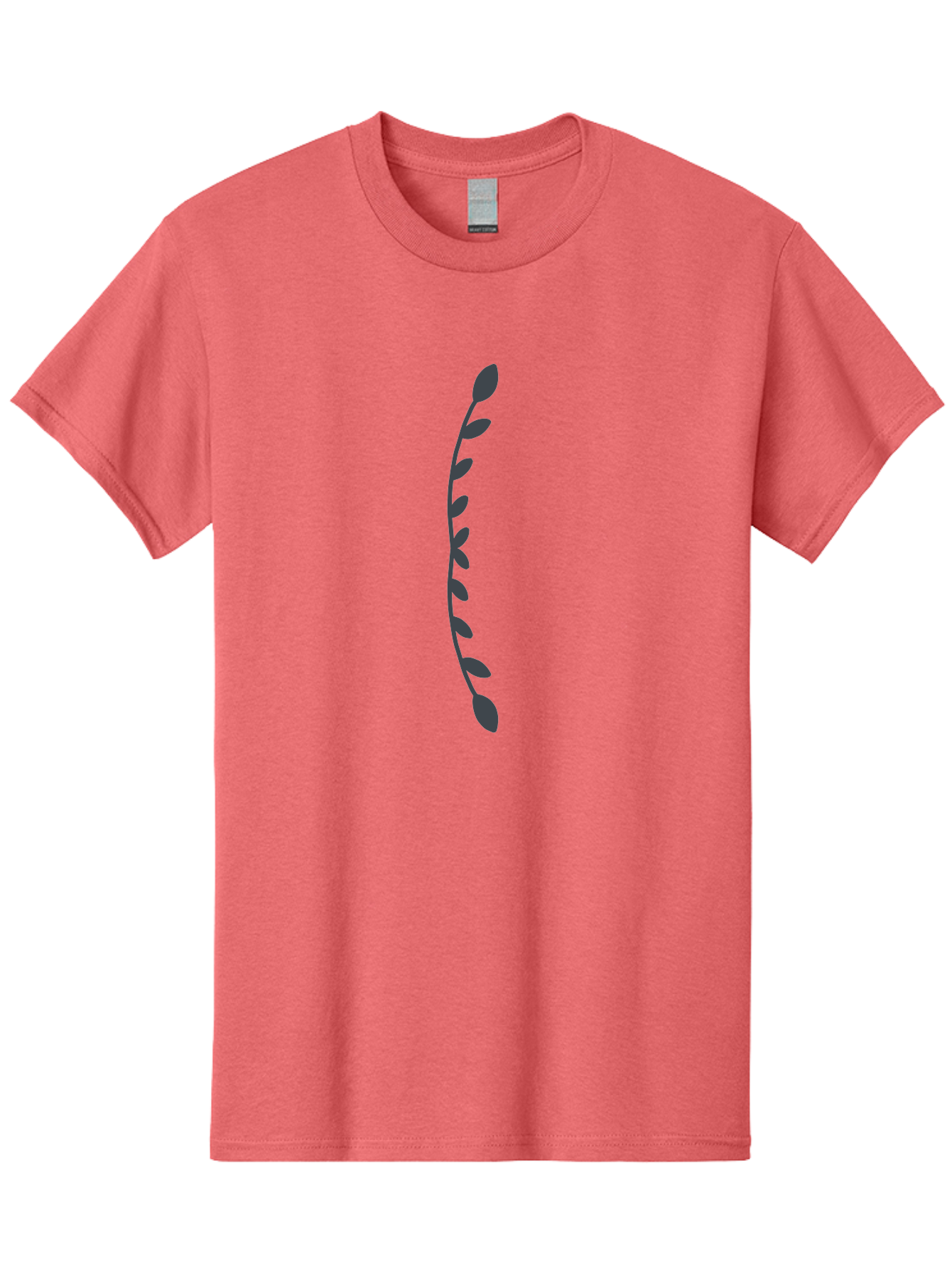 Curved-Dark-Grey-Stem-With-Leaves Men'S Graphic Tee, 100% Cotton, Comfortable Casual Summer Wear, Machine Washable, Curved Stem, Leaves, Botanical Illustration, Simple Design, Minimalist Art, Natural Elements, Plant Silhouette, Digital Art Aab685