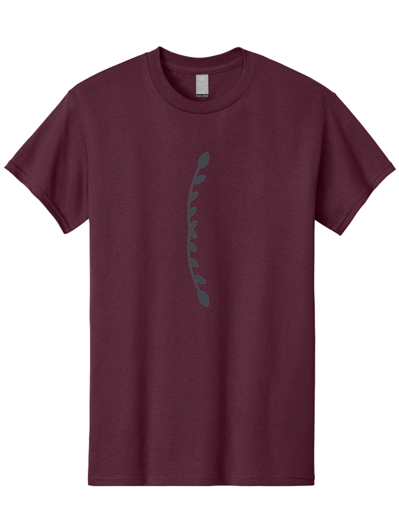 Curved-Dark-Grey-Stem-With-Leaves Men'S Graphic Tee, 100% Cotton, Comfortable Casual Summer Wear, Machine Washable, Curved Stem, Leaves, Botanical Illustration, Simple Design, Minimalist Art, Natural Elements, Plant Silhouette, Digital Art Aab685