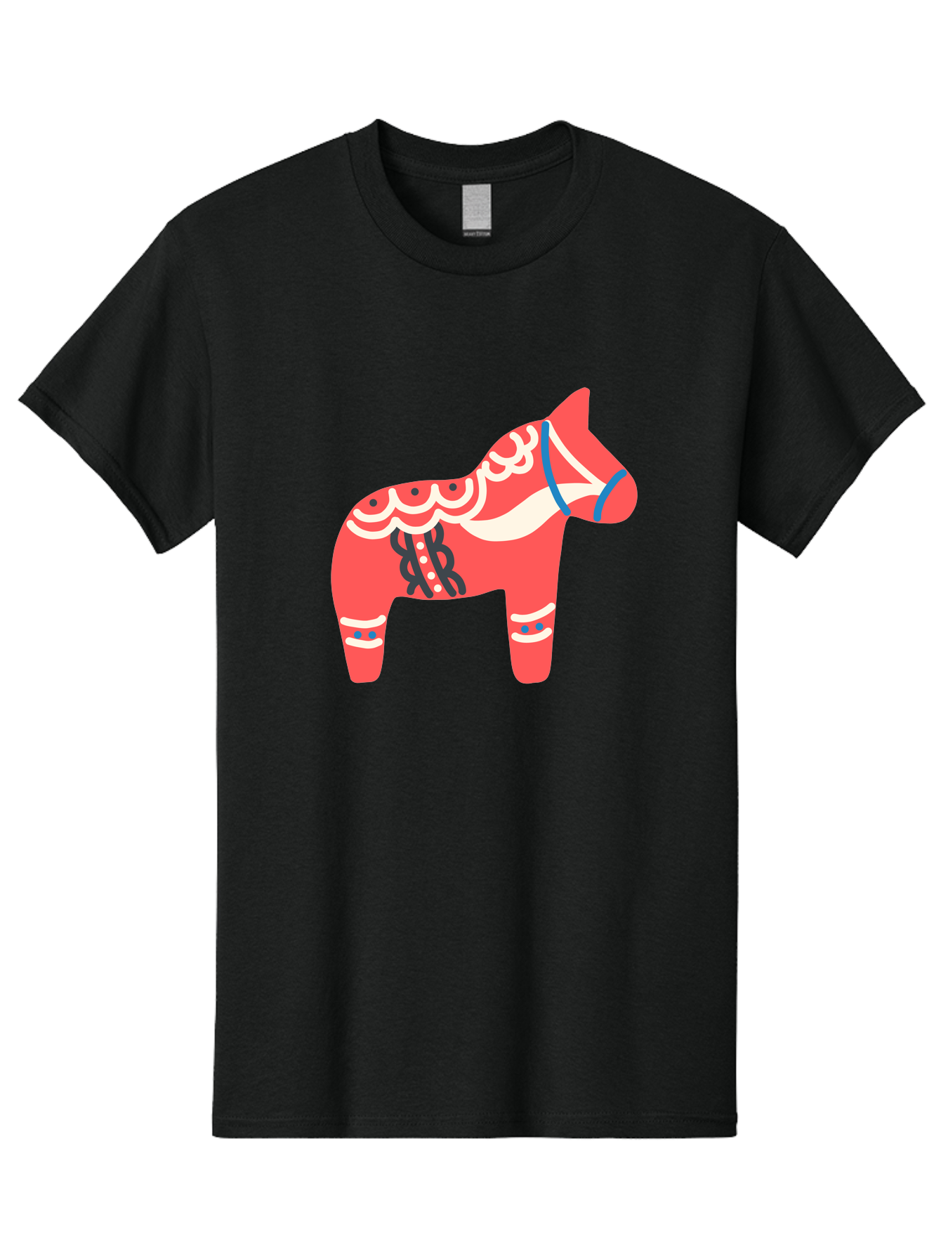 Dala-Horse-1 Men'S Graphic Tee, 100% Cotton, Comfortable Casual Summer Wear, Machine Washable, Traditional Swedish Dala Horse, Red Horse, White And Blue Accents, Folk Art Design, Cultural Heritage, Scandinavian Symbol, Wooden Horse, Aab686