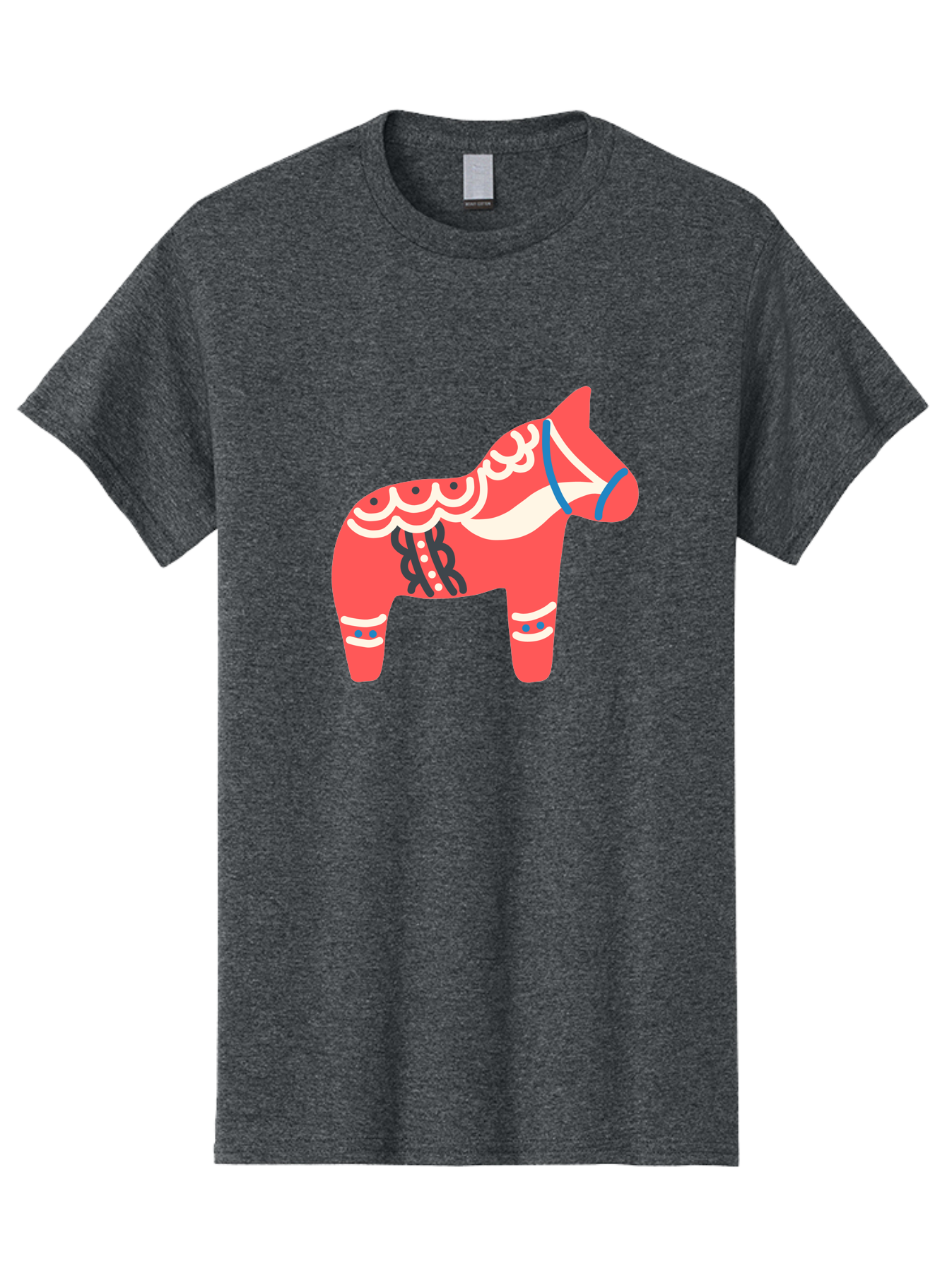 Dala-Horse-1 Men'S Graphic Tee, 100% Cotton, Comfortable Casual Summer Wear, Machine Washable, Traditional Swedish Dala Horse, Red Horse, White And Blue Accents, Folk Art Design, Cultural Heritage, Scandinavian Symbol, Wooden Horse, Aab686