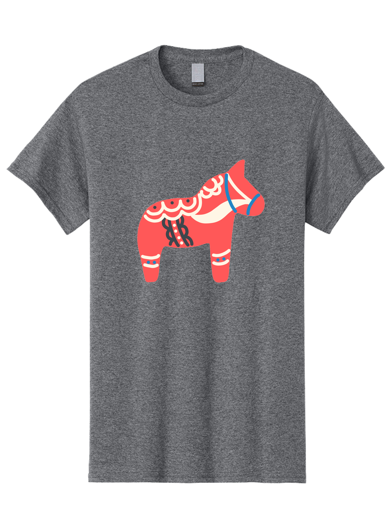 Dala-Horse-1 Men'S Graphic Tee, 100% Cotton, Comfortable Casual Summer Wear, Machine Washable, Traditional Swedish Dala Horse, Red Horse, White And Blue Accents, Folk Art Design, Cultural Heritage, Scandinavian Symbol, Wooden Horse, Aab686