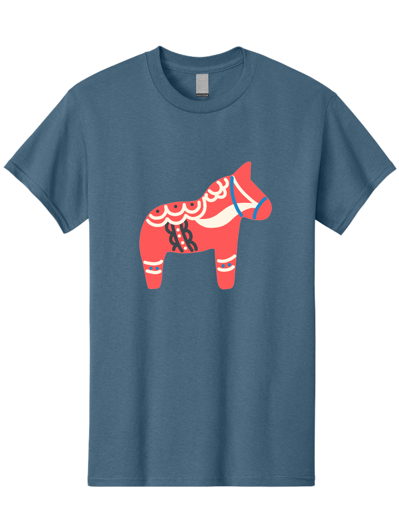 Dala-Horse-1 Men'S Graphic Tee, 100% Cotton, Comfortable Casual Summer Wear, Machine Washable, Traditional Swedish Dala Horse, Red Horse, White And Blue Accents, Folk Art Design, Cultural Heritage, Scandinavian Symbol, Wooden Horse, Aab686