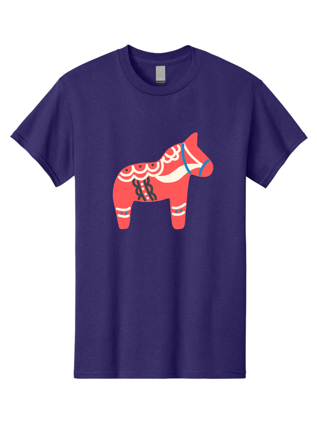 Dala-Horse-1 Men'S Graphic Tee, 100% Cotton, Comfortable Casual Summer Wear, Machine Washable, Traditional Swedish Dala Horse, Red Horse, White And Blue Accents, Folk Art Design, Cultural Heritage, Scandinavian Symbol, Wooden Horse, Aab686
