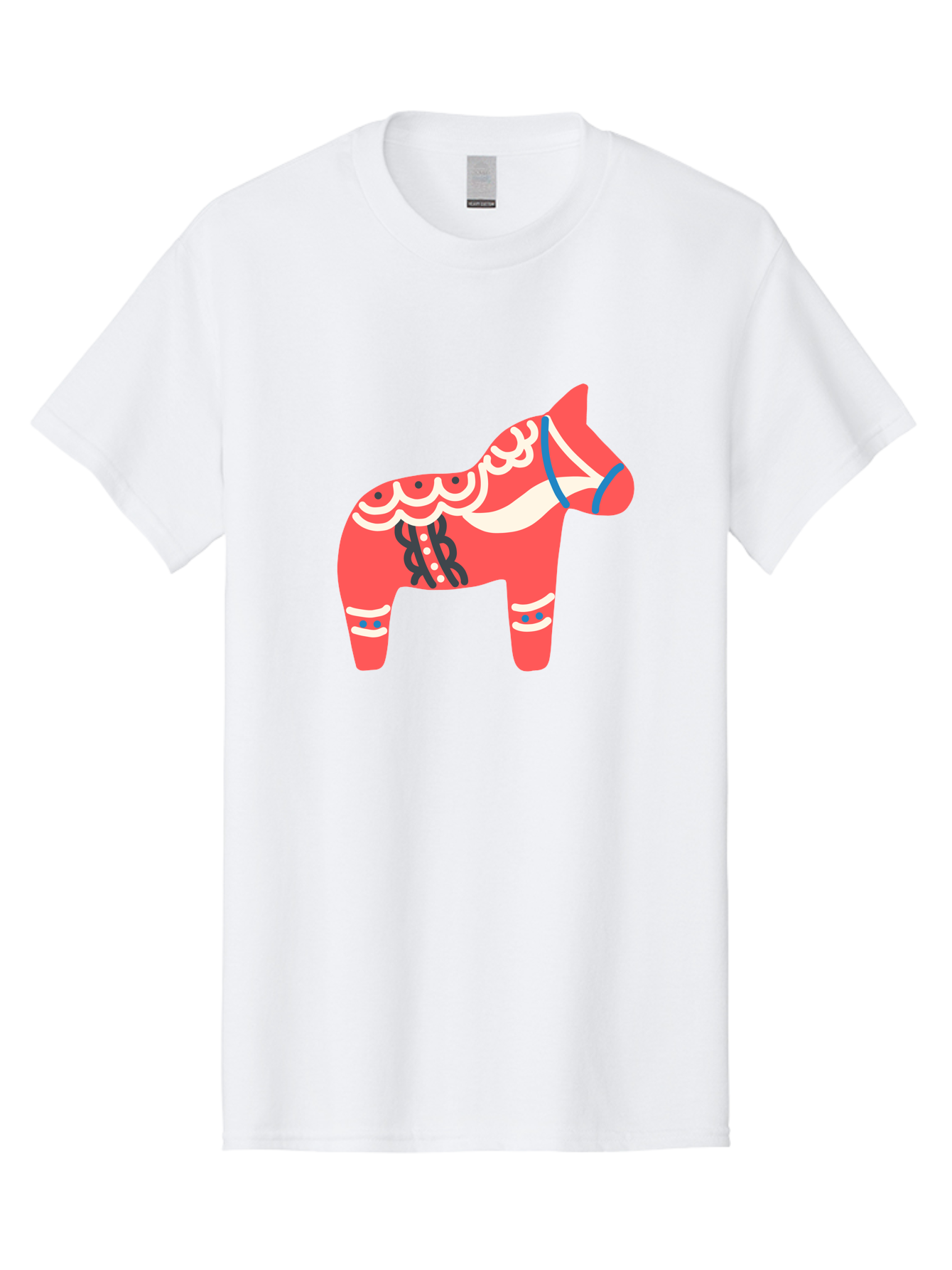 Dala-Horse-1 Men'S Graphic Tee, 100% Cotton, Comfortable Casual Summer Wear, Machine Washable, Traditional Swedish Dala Horse, Red Horse, White And Blue Accents, Folk Art Design, Cultural Heritage, Scandinavian Symbol, Wooden Horse, Aab686