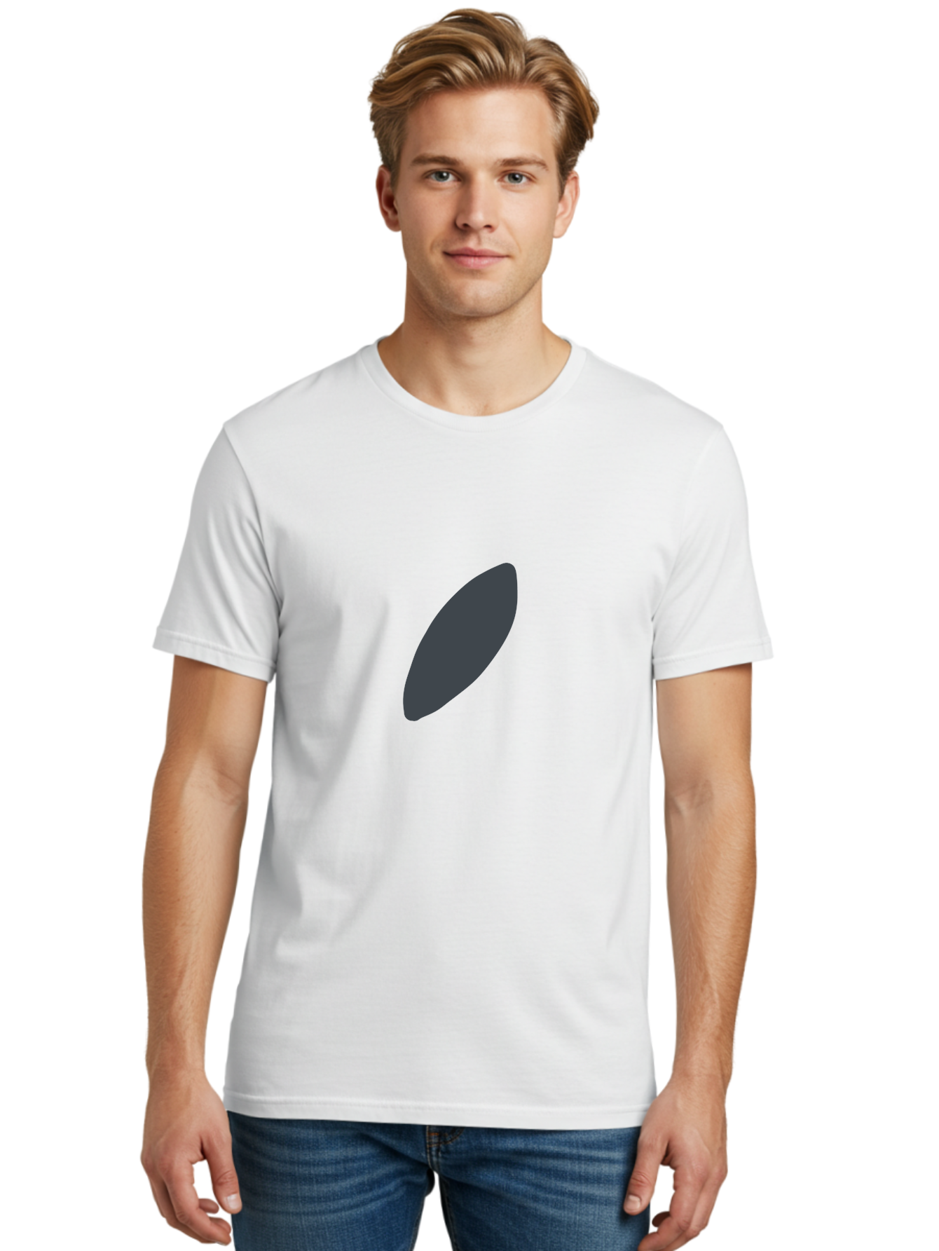Dark-Gray-Ellipse Men'S Graphic Tee, 100% Cotton, Comfortable Casual Summer Wear, Machine Washable, Dark Gray Oval, Simple Design, Minimalist Shape, Abstract Art, Modern Graphic, Sleek Silhouette, Geometric Form Aab688