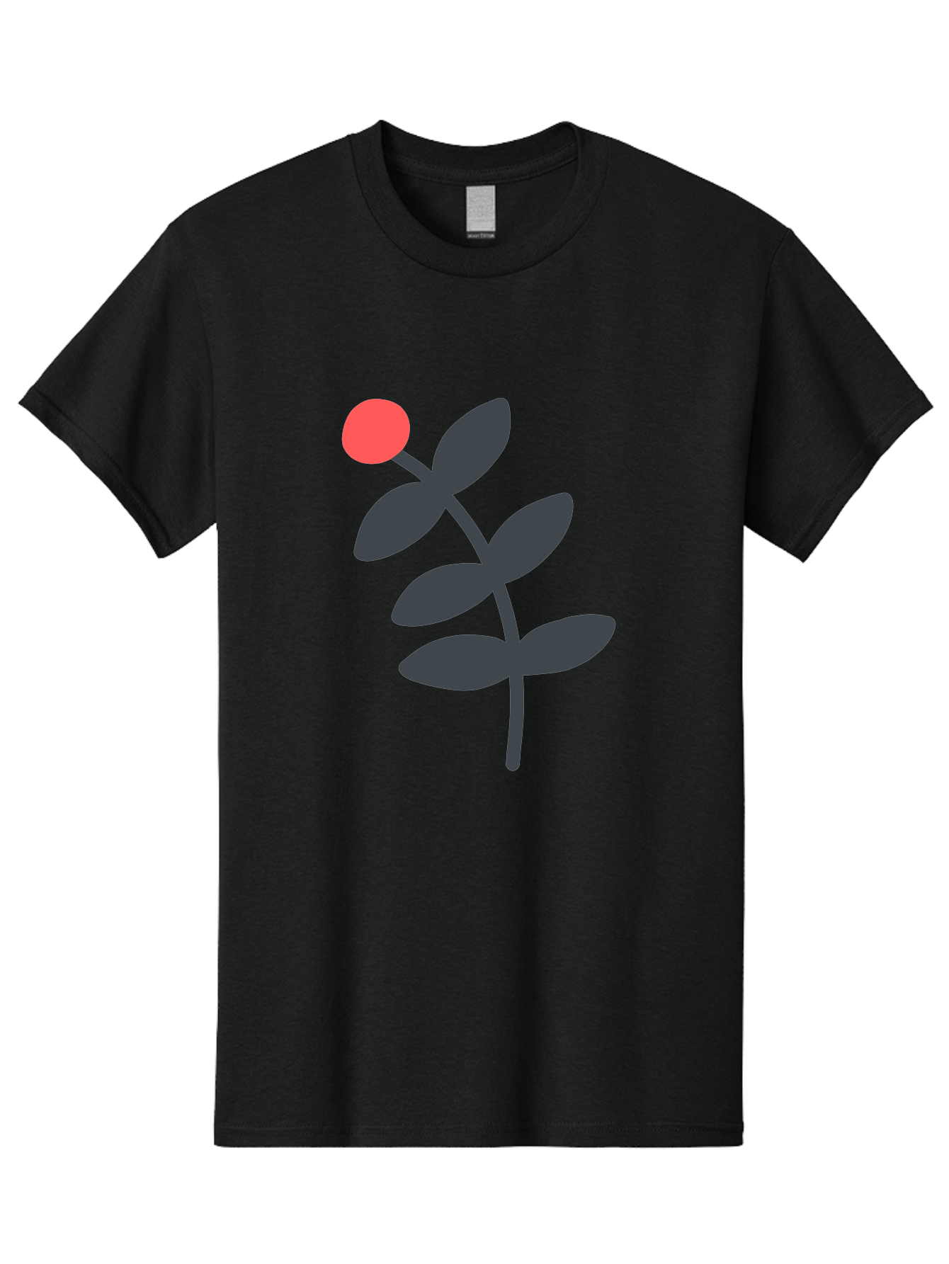 Dark-Purple-Leaves-With-Red-Berry Men'S Graphic Tee, 100% Cotton, Comfortable Casual Summer Wear, Machine Washable, Red Berry, Dark Leaves, Simple Graphic, Minimalist Design, Floral Illustration, Botanical Art, Modern Style, Bold Colors Aab689