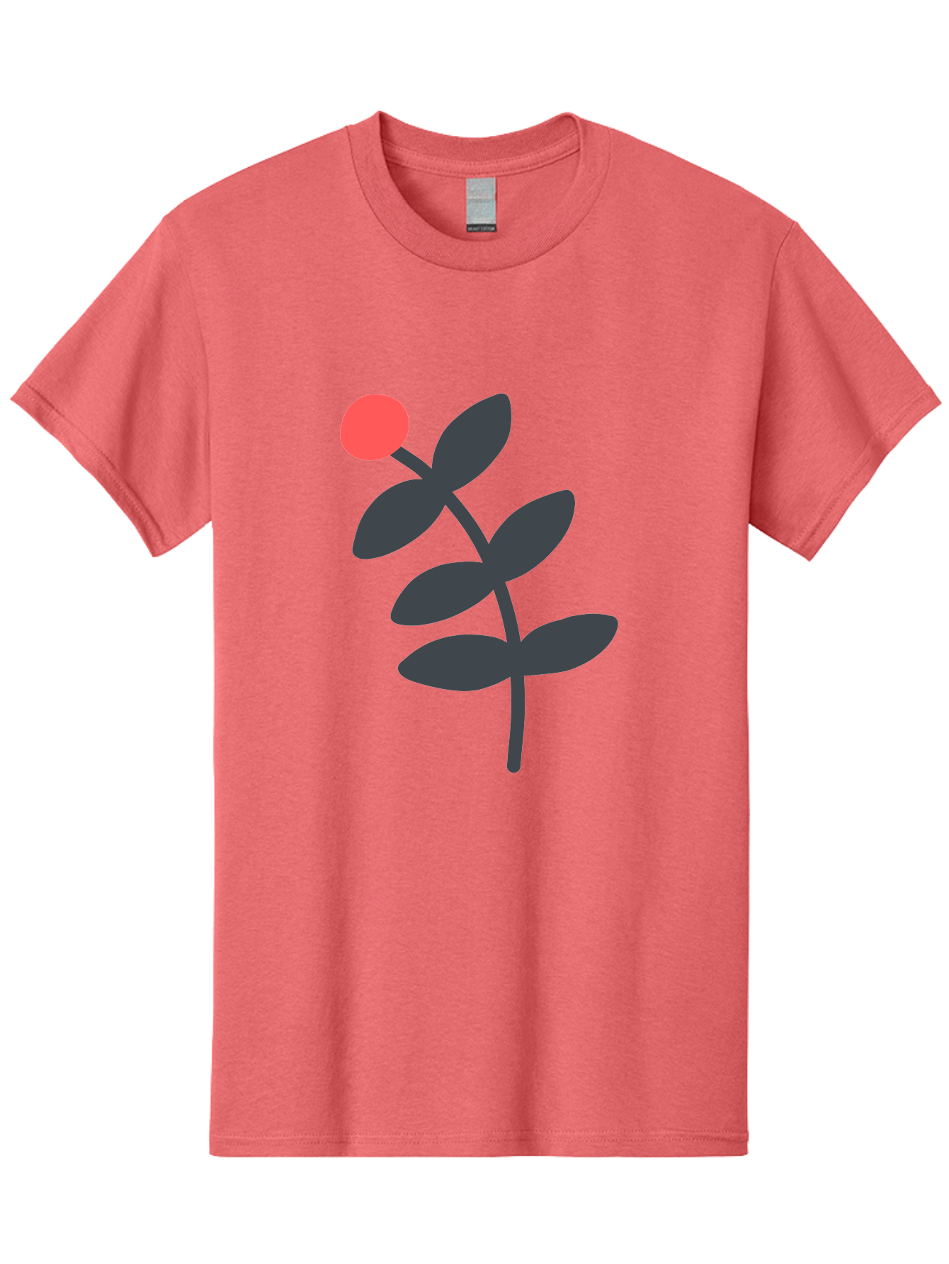 Dark-Purple-Leaves-With-Red-Berry Men'S Graphic Tee, 100% Cotton, Comfortable Casual Summer Wear, Machine Washable, Red Berry, Dark Leaves, Simple Graphic, Minimalist Design, Floral Illustration, Botanical Art, Modern Style, Bold Colors Aab689
