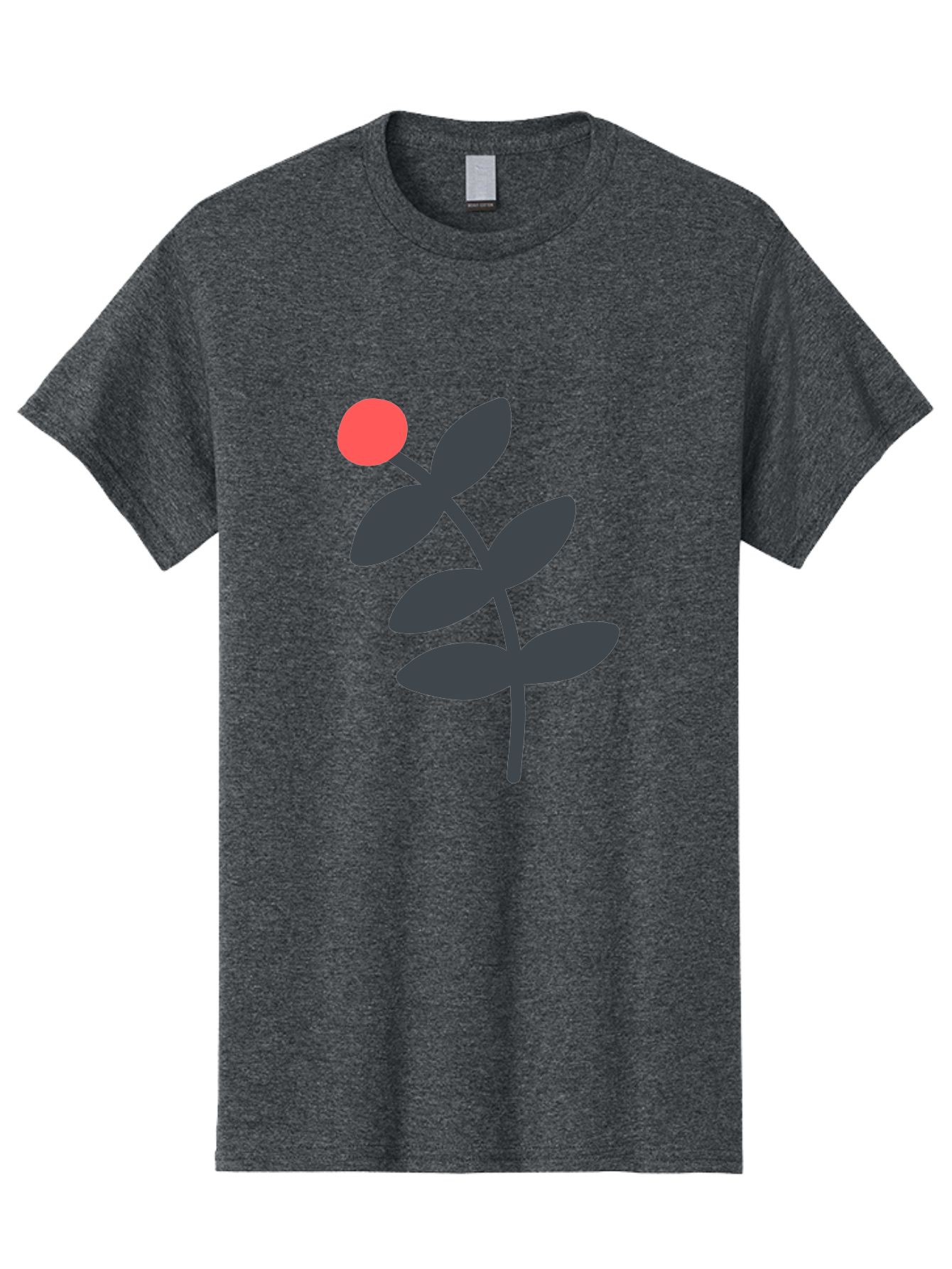 Dark-Purple-Leaves-With-Red-Berry Men'S Graphic Tee, 100% Cotton, Comfortable Casual Summer Wear, Machine Washable, Red Berry, Dark Leaves, Simple Graphic, Minimalist Design, Floral Illustration, Botanical Art, Modern Style, Bold Colors Aab689