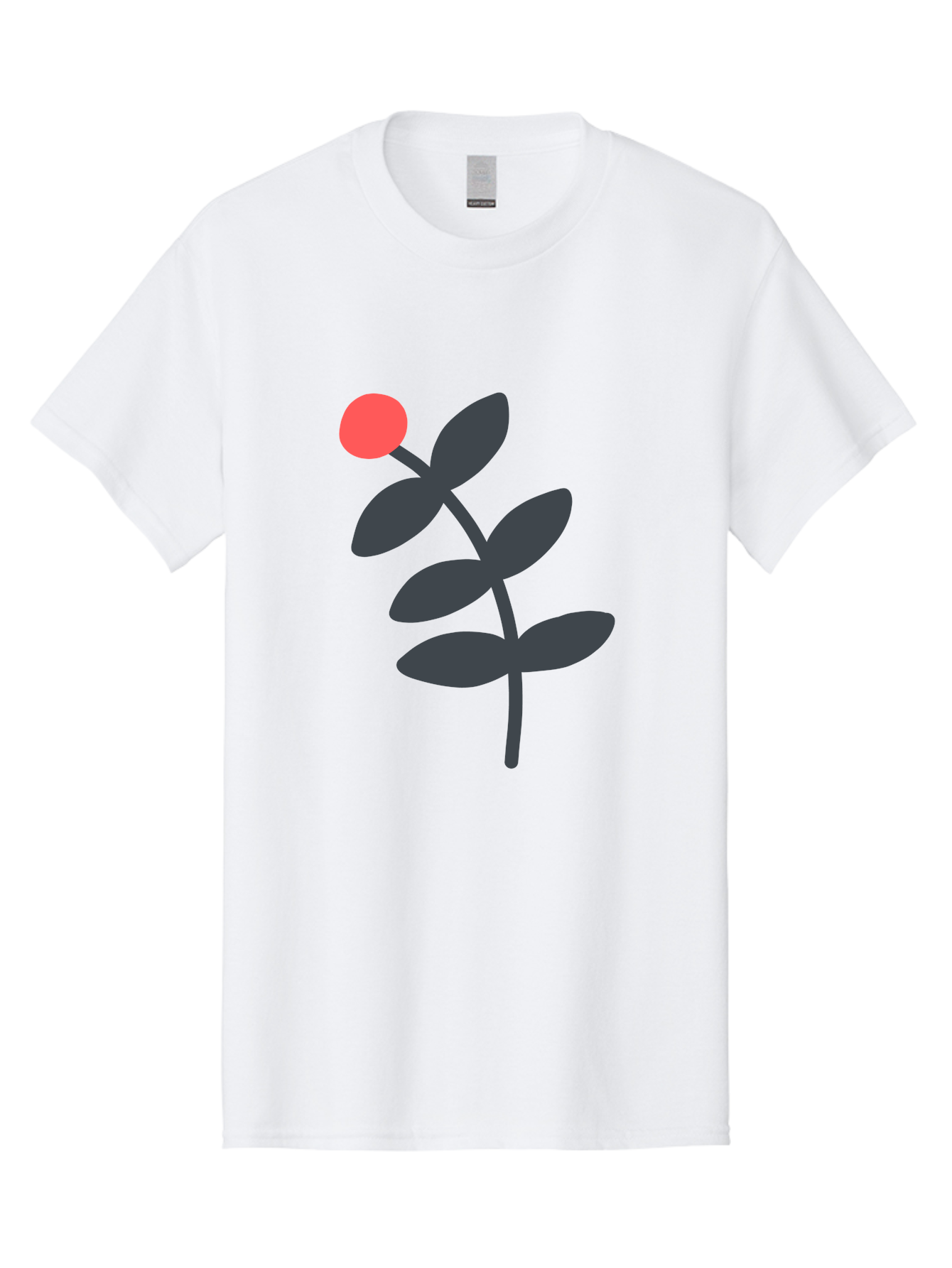 Dark-Purple-Leaves-With-Red-Berry Men'S Graphic Tee, 100% Cotton, Comfortable Casual Summer Wear, Machine Washable, Red Berry, Dark Leaves, Simple Graphic, Minimalist Design, Floral Illustration, Botanical Art, Modern Style, Bold Colors Aab689
