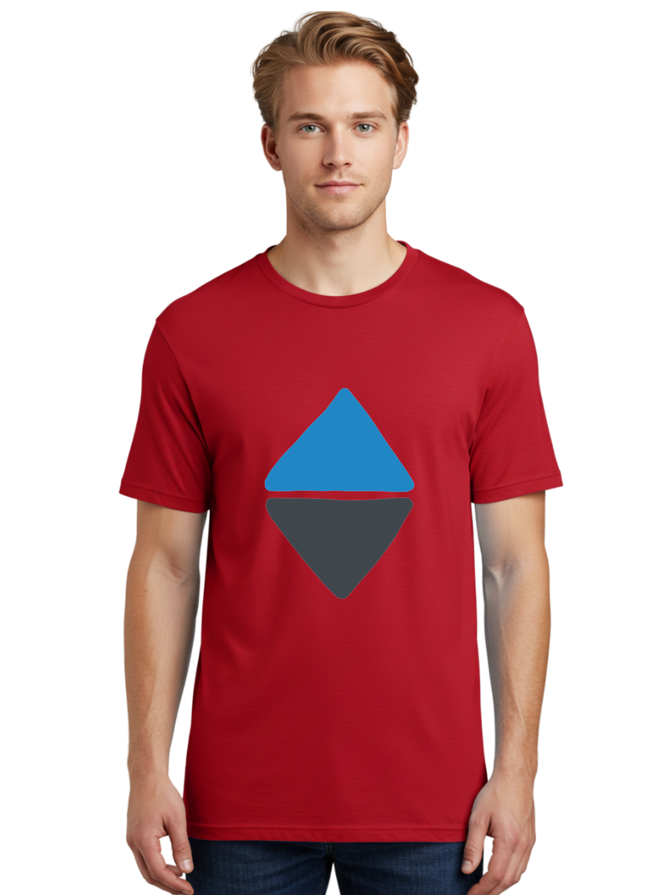 Diamond-Logo Men'S Graphic Tee, 100% Cotton, Comfortable Casual Summer Wear, Machine Washable, Ethereum Logo, Diamond Shape, Blue And Black, Cryptocurrency Symbol, Blockchain Icon, Digital Currency, Modern Design, Abstract Shape, Aab690