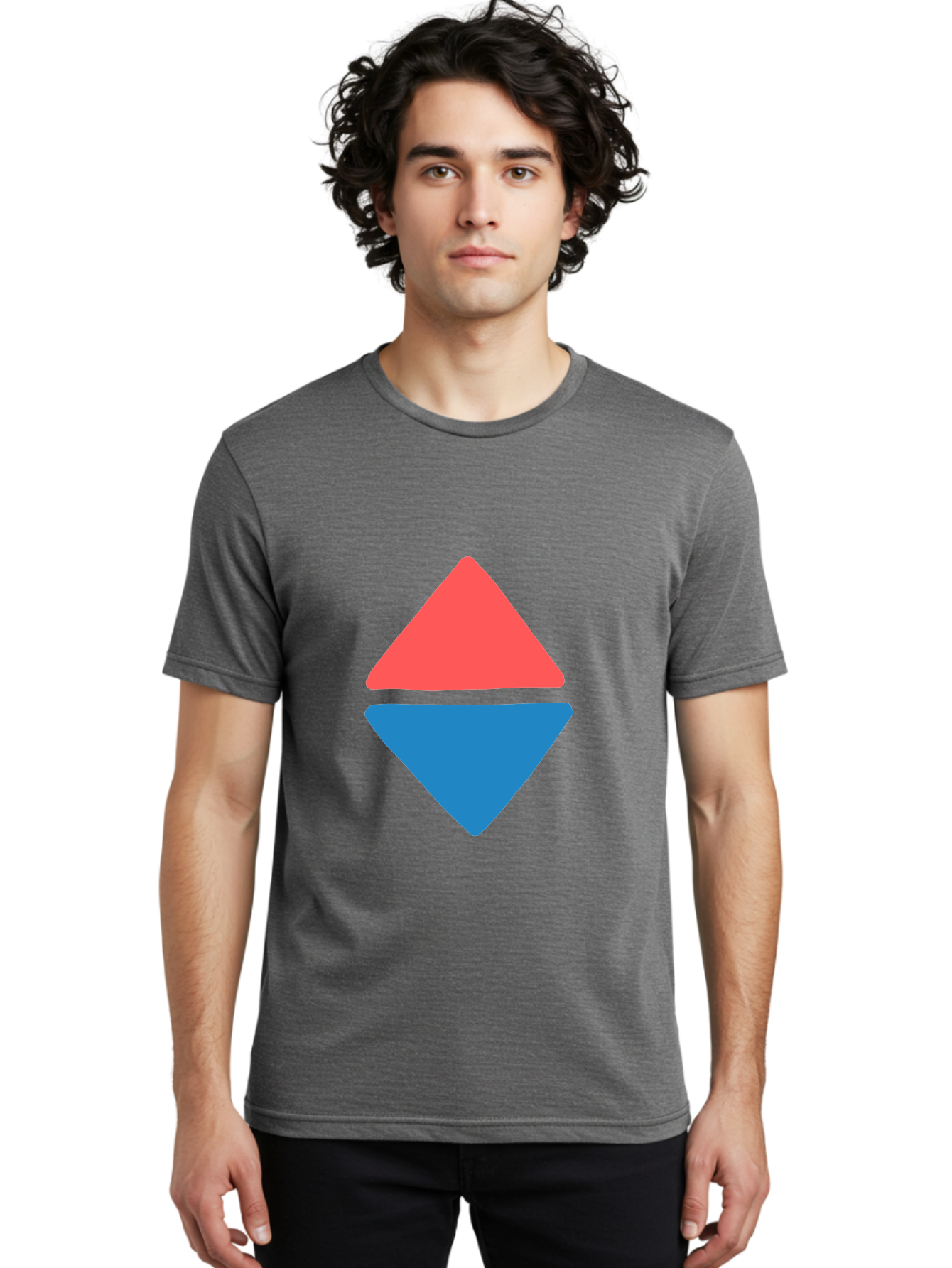 Diamond-Shape Men'S Graphic Tee, 100% Cotton, Comfortable Casual Summer Wear, Machine Washable, Red Diamond, Blue Diamond, Geometric Shapes, Abstract Design, Vibrant Colors, Minimalist Art, Modern Graphics, Diamond Symbol Aab691