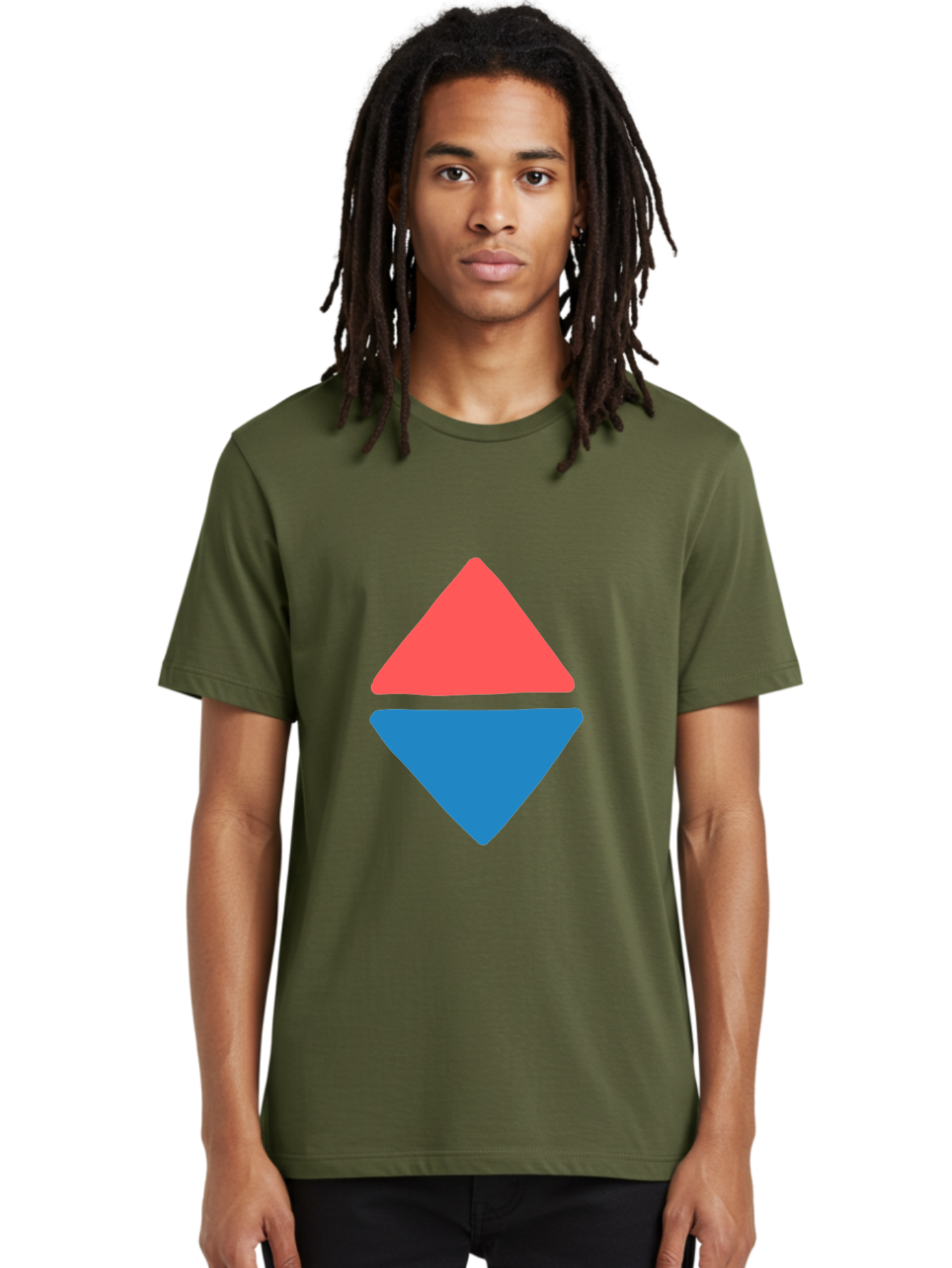 Diamond-Shape Men'S Graphic Tee, 100% Cotton, Comfortable Casual Summer Wear, Machine Washable, Red Diamond, Blue Diamond, Geometric Shapes, Abstract Design, Vibrant Colors, Minimalist Art, Modern Graphics, Diamond Symbol Aab691