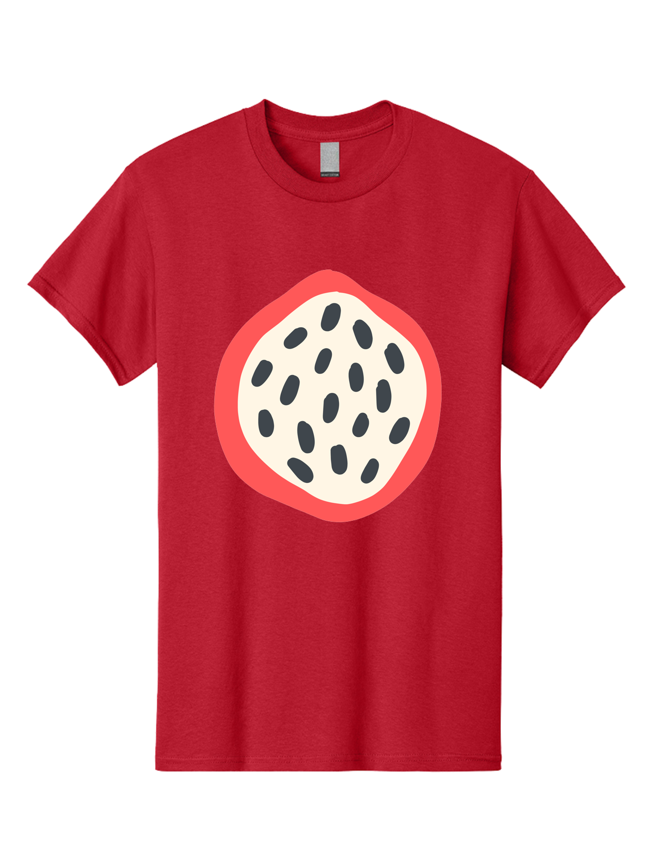 Dragon-Fruit-1 Men'S Graphic Tee, 100% Cotton, Comfortable Casual Summer Wear, Machine Washable, Dragon Fruit, Sliced Fruit, Black Seeds, Red Skin, White Pulp, Exotic Fruit, Tropical Flavors, Vibrant Colors, Healthy Snack, Fruit Illustration Aab692