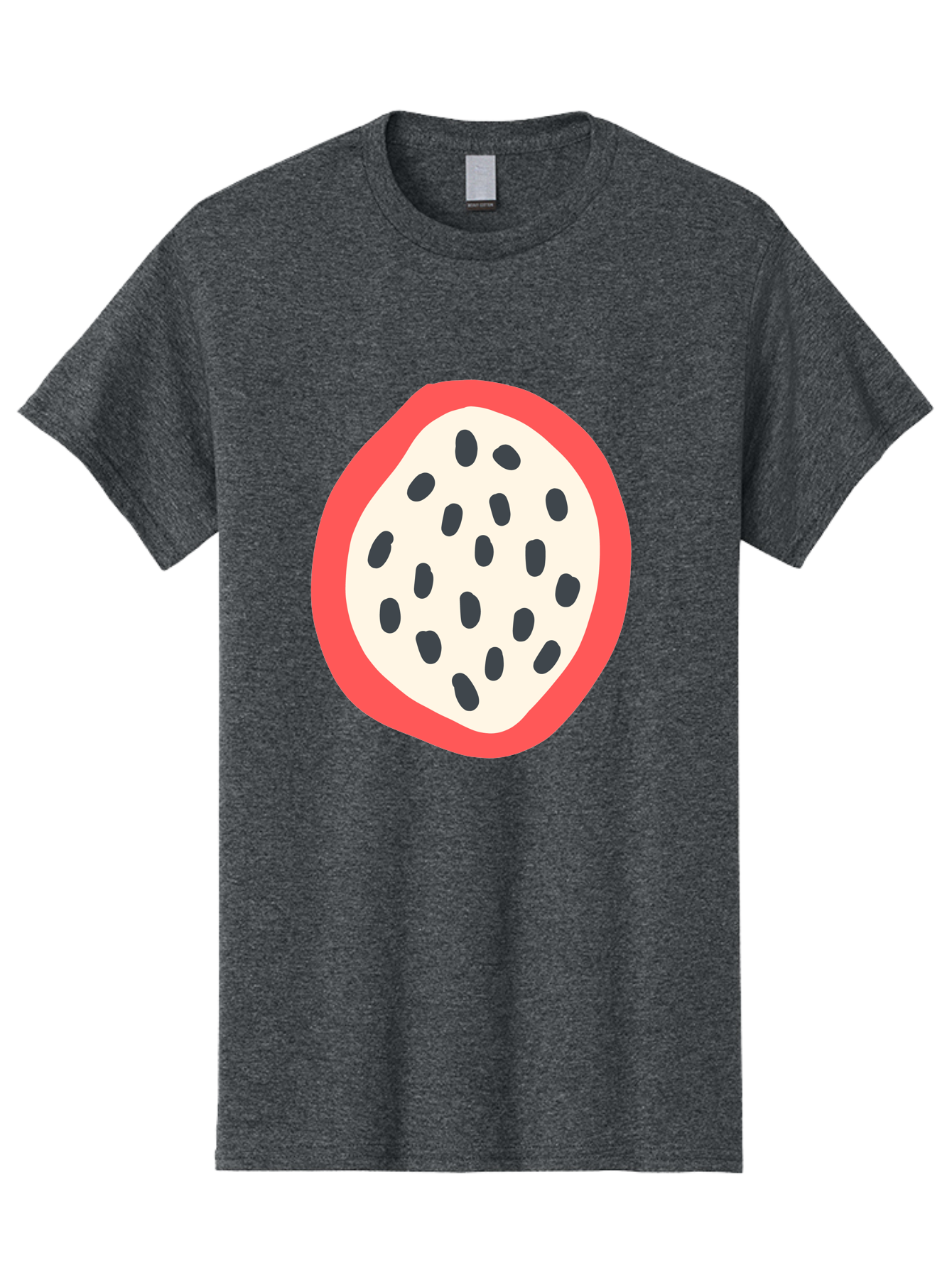 Dragon-Fruit-2 Men'S Graphic Tee, 100% Cotton, Comfortable Casual Summer Wear, Machine Washable, Dragon Fruit Illustration, White And Red Fruit, Black Seeds, Healthy Eating, Exotic Fruit, Tropical Vibes, Digital Art Aab693