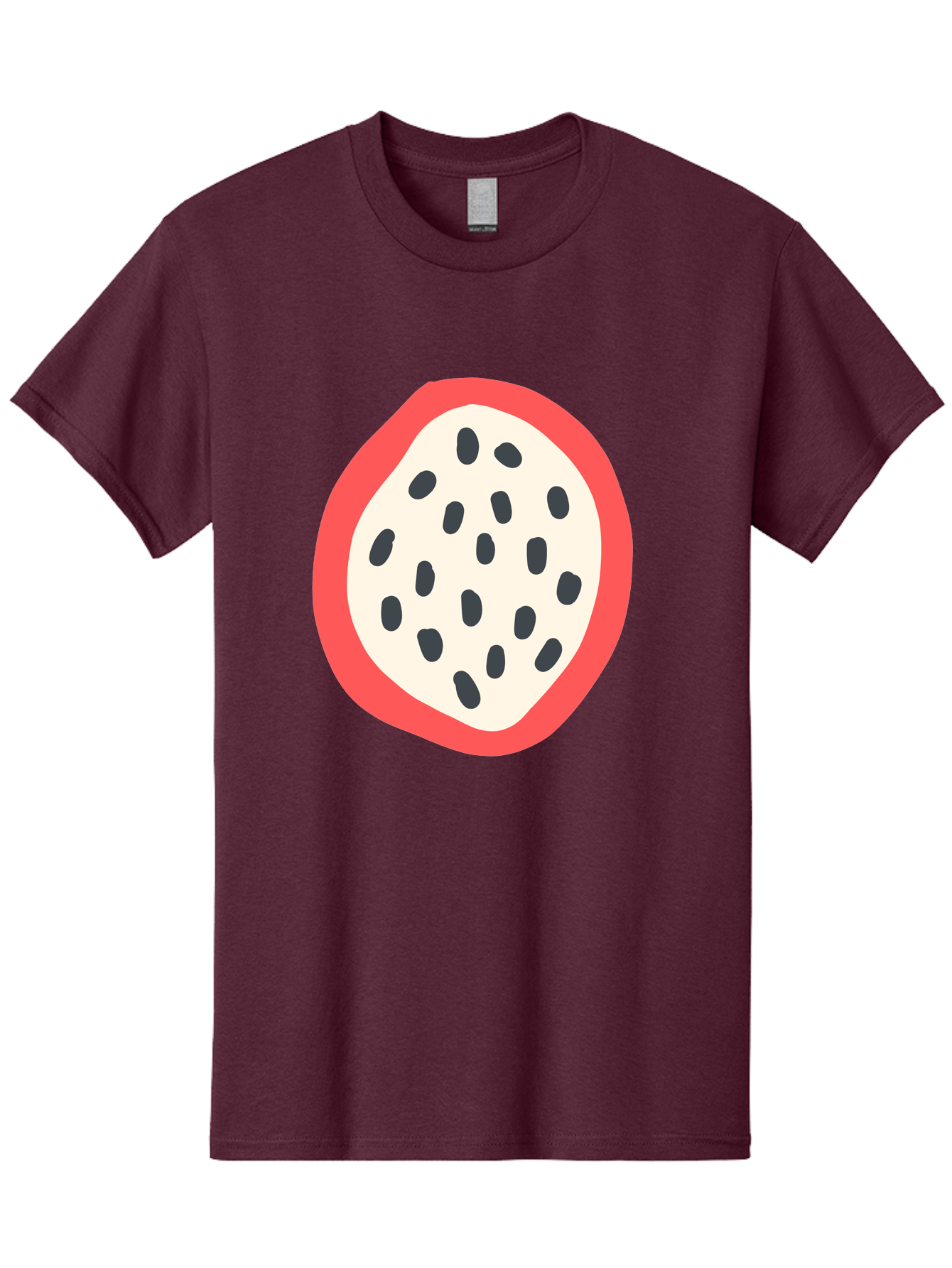 Dragon-Fruit-2 Men'S Graphic Tee, 100% Cotton, Comfortable Casual Summer Wear, Machine Washable, Dragon Fruit Illustration, White And Red Fruit, Black Seeds, Healthy Eating, Exotic Fruit, Tropical Vibes, Digital Art Aab693