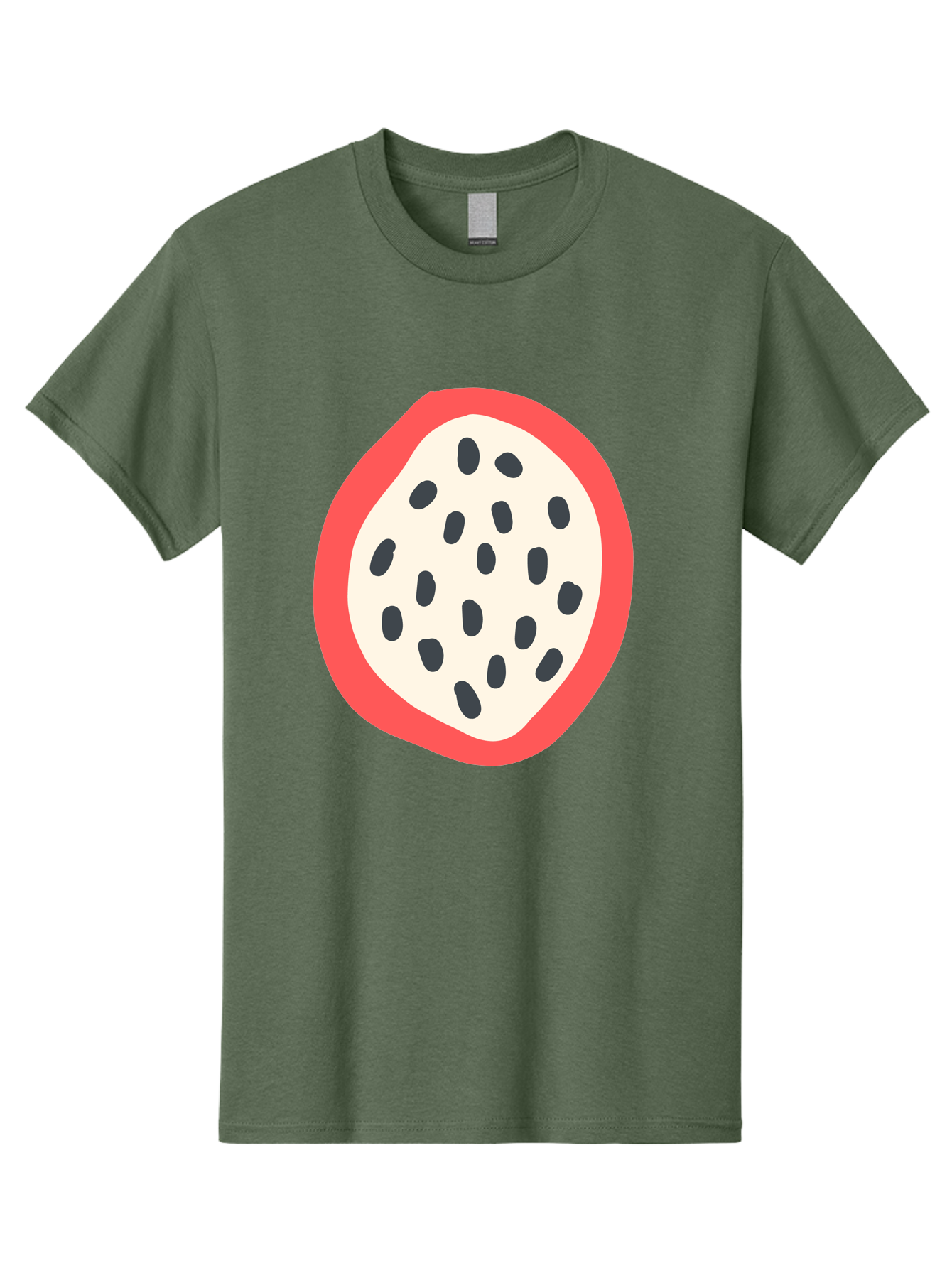 Dragon-Fruit-2 Men'S Graphic Tee, 100% Cotton, Comfortable Casual Summer Wear, Machine Washable, Dragon Fruit Illustration, White And Red Fruit, Black Seeds, Healthy Eating, Exotic Fruit, Tropical Vibes, Digital Art Aab693