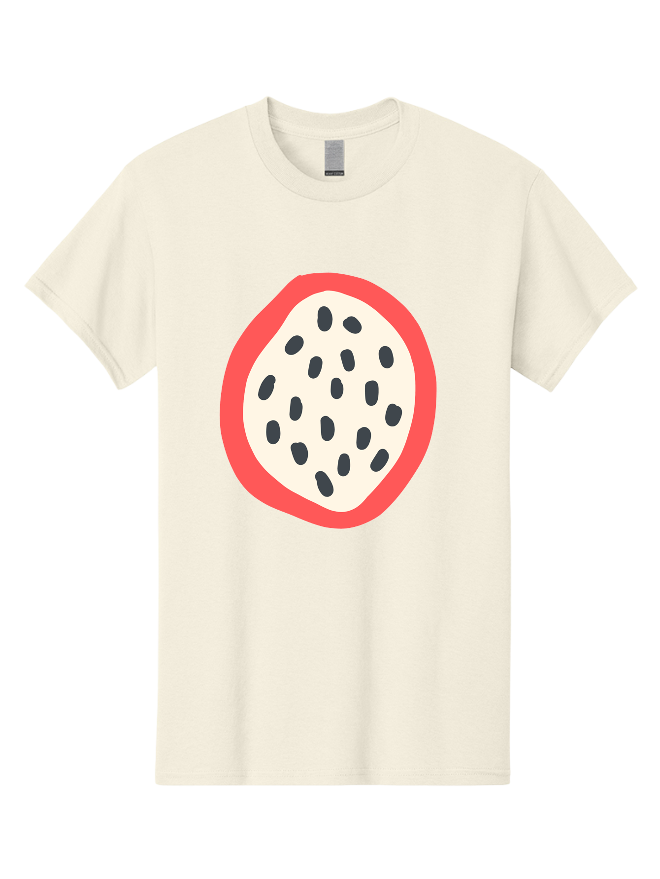 Dragon-Fruit-2 Men'S Graphic Tee, 100% Cotton, Comfortable Casual Summer Wear, Machine Washable, Dragon Fruit Illustration, White And Red Fruit, Black Seeds, Healthy Eating, Exotic Fruit, Tropical Vibes, Digital Art Aab693