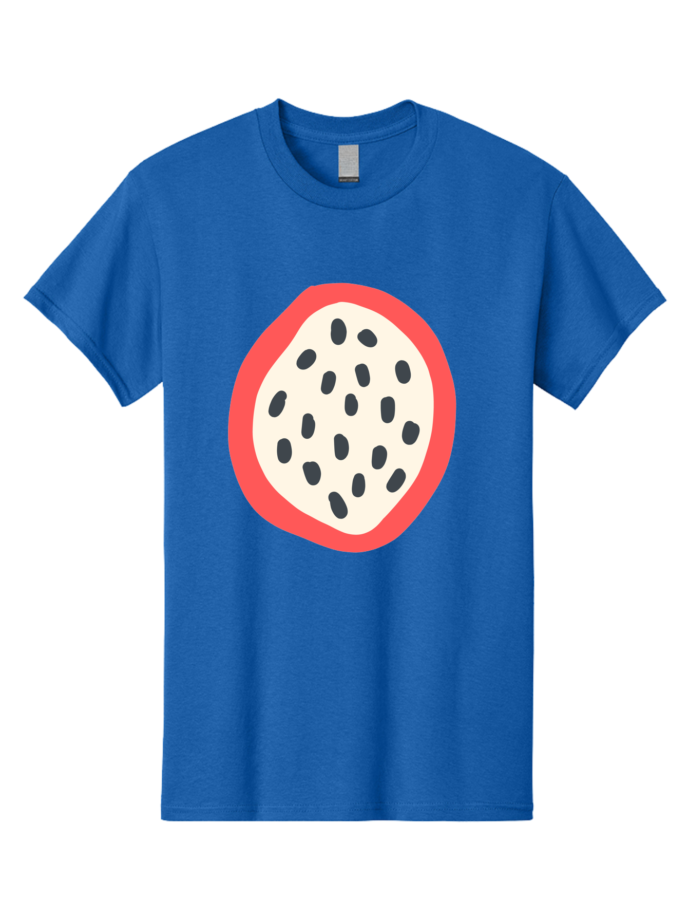 Dragon-Fruit-2 Men'S Graphic Tee, 100% Cotton, Comfortable Casual Summer Wear, Machine Washable, Dragon Fruit Illustration, White And Red Fruit, Black Seeds, Healthy Eating, Exotic Fruit, Tropical Vibes, Digital Art Aab693