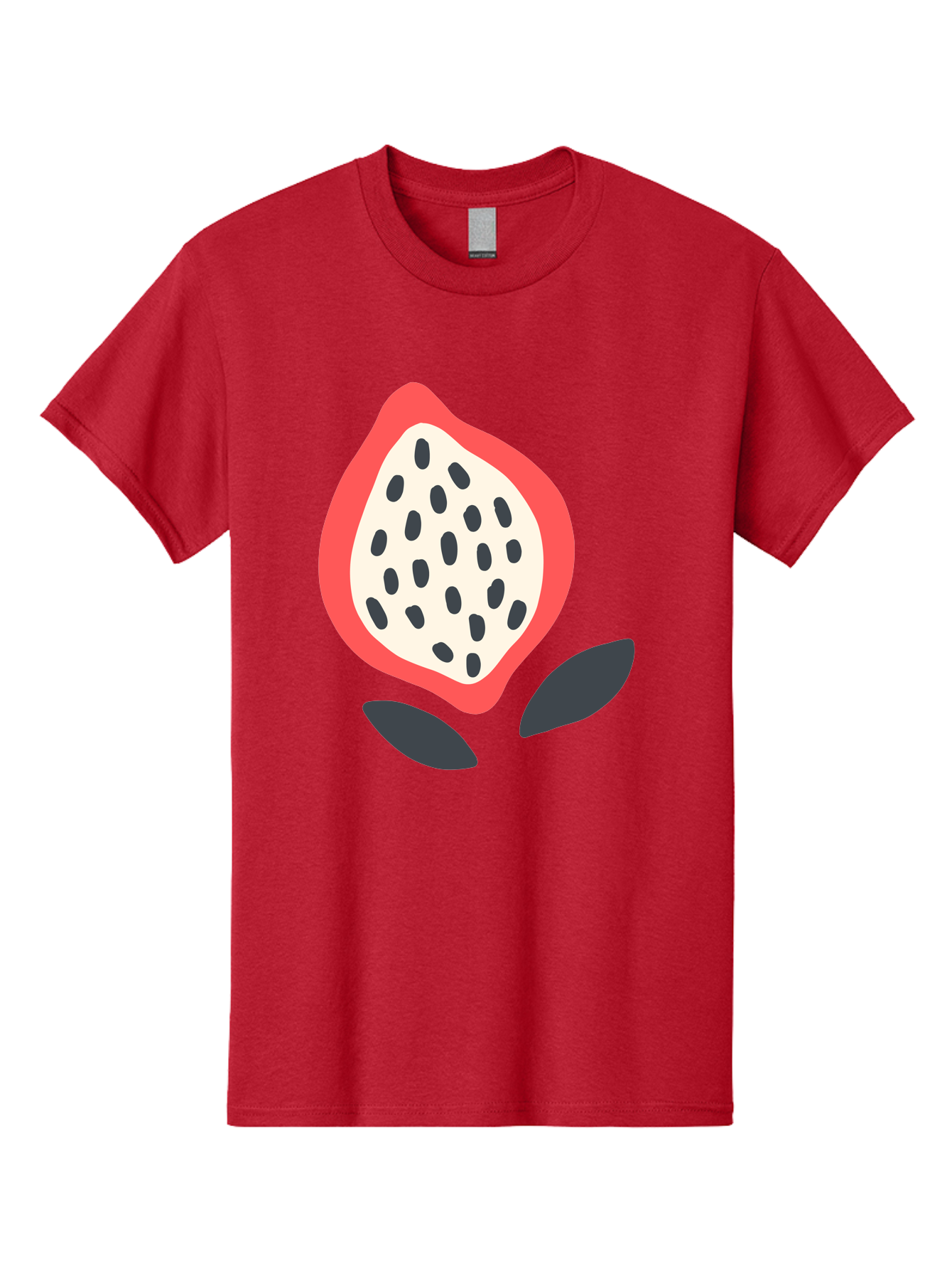 Dragon-Fruit Men'S Graphic Tee, 100% Cotton, Comfortable Casual Summer Wear, Machine Washable, Dragon Fruit, Exotic Fruit, Pink Skin, Black Seeds, White Pulp, Tropical Flavors, Healthy Eating, Fruit Illustration, Minimalist Art, Sweet Treat Aab695