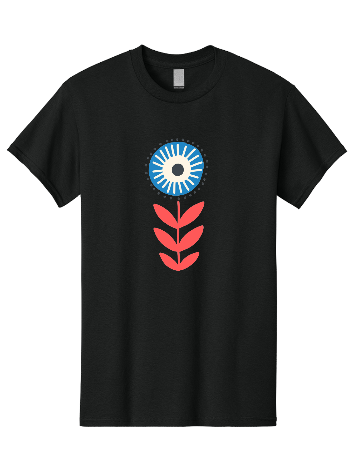 Eye-Flower-1 Men'S Graphic Tee, 100% Cotton, Comfortable Casual Summer Wear, Machine Washable, Evil Eye Symbol, Blue And White Eye, Protection Charm, Floral Design, Red Leaves, Abstract Art, Mystical Motif, Symbolic Artwork Aab698
