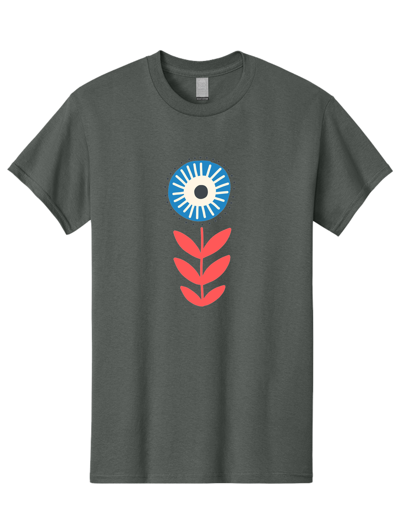 Eye-Flower-1 Men'S Graphic Tee, 100% Cotton, Comfortable Casual Summer Wear, Machine Washable, Evil Eye Symbol, Blue And White Eye, Protection Charm, Floral Design, Red Leaves, Abstract Art, Mystical Motif, Symbolic Artwork Aab698