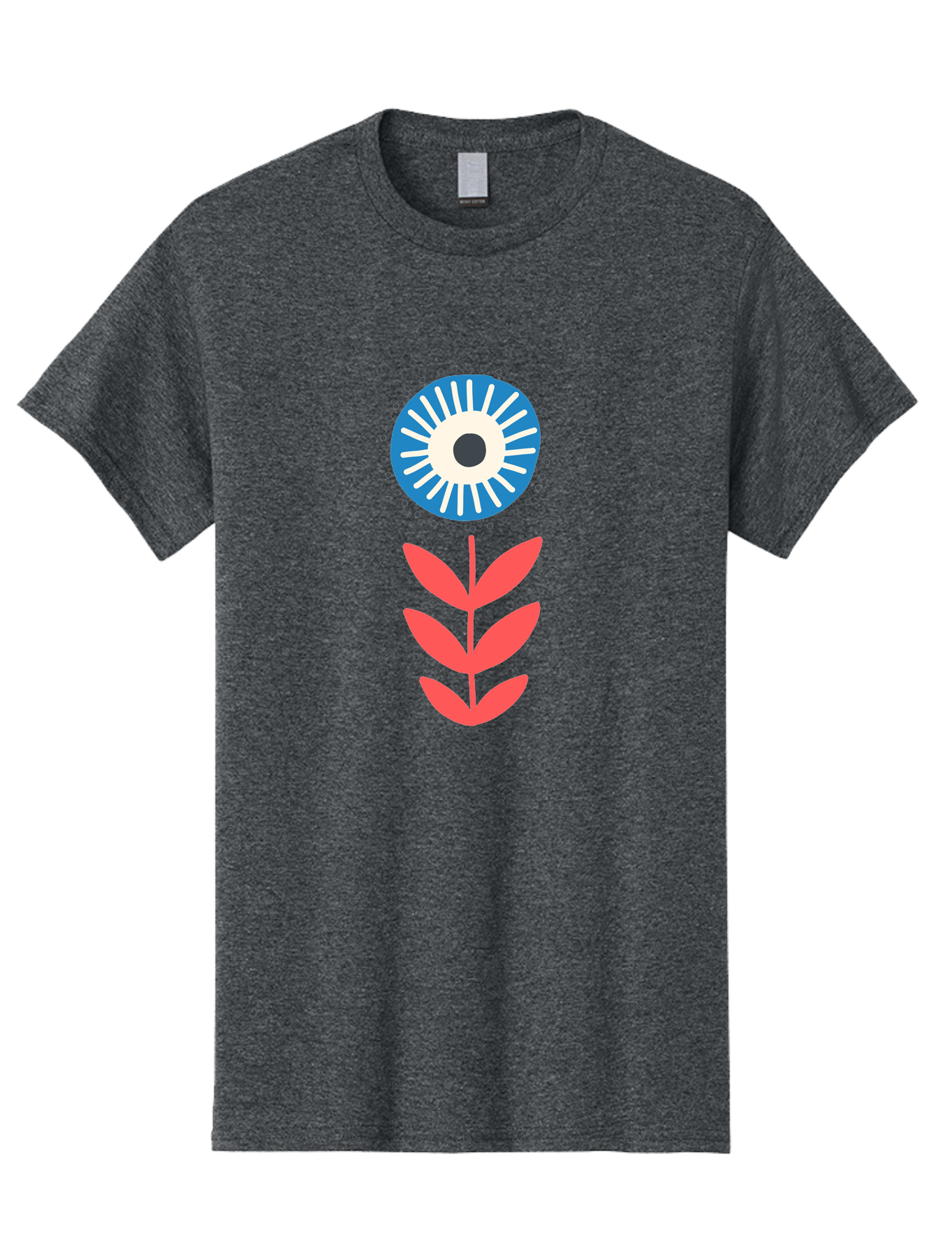 Eye-Flower-1 Men'S Graphic Tee, 100% Cotton, Comfortable Casual Summer Wear, Machine Washable, Evil Eye Symbol, Blue And White Eye, Protection Charm, Floral Design, Red Leaves, Abstract Art, Mystical Motif, Symbolic Artwork Aab698