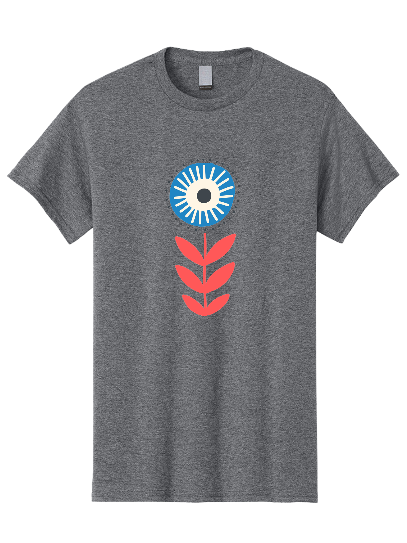 Eye-Flower-1 Men'S Graphic Tee, 100% Cotton, Comfortable Casual Summer Wear, Machine Washable, Evil Eye Symbol, Blue And White Eye, Protection Charm, Floral Design, Red Leaves, Abstract Art, Mystical Motif, Symbolic Artwork Aab698