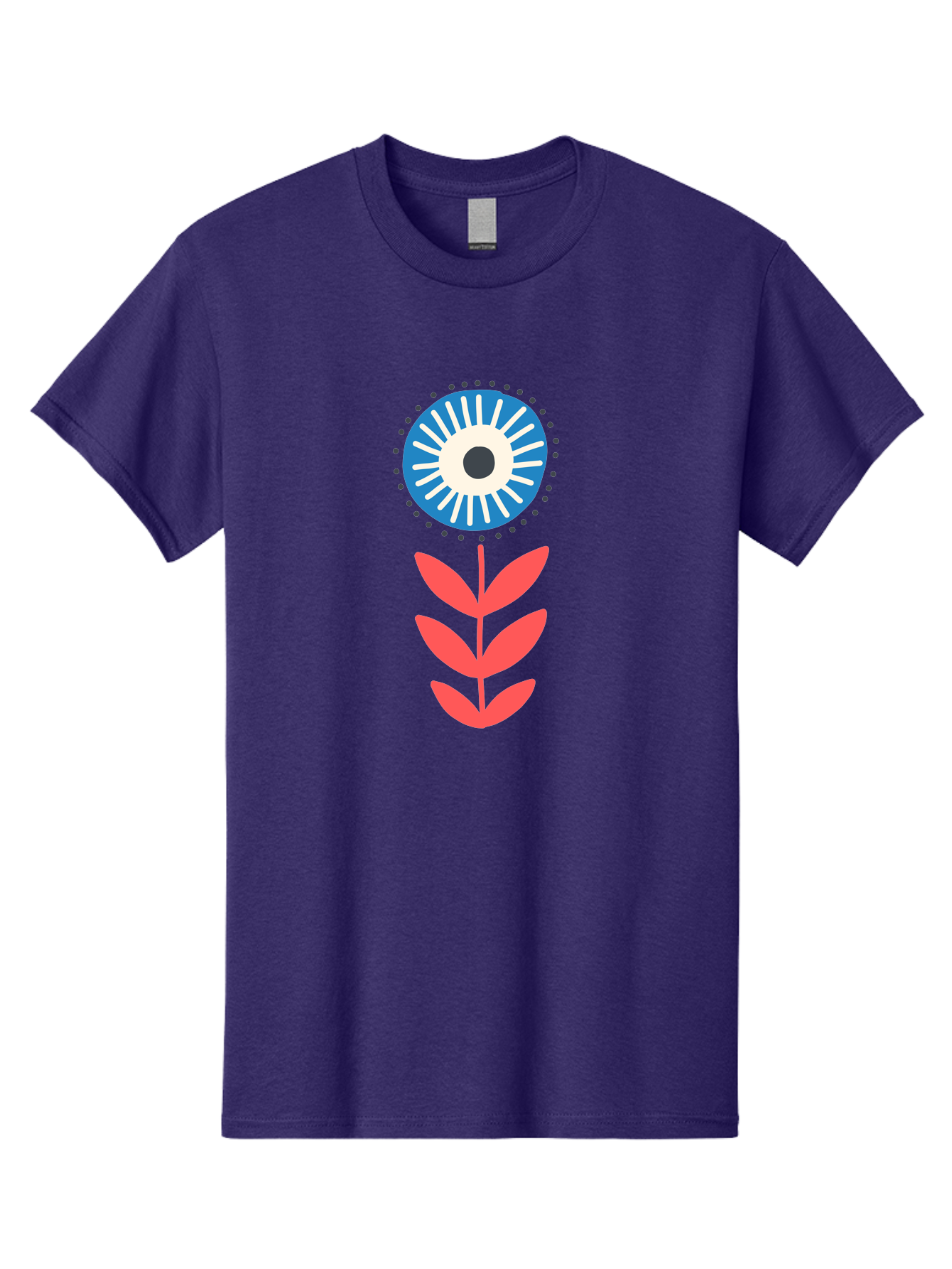 Eye-Flower-1 Men'S Graphic Tee, 100% Cotton, Comfortable Casual Summer Wear, Machine Washable, Evil Eye Symbol, Blue And White Eye, Protection Charm, Floral Design, Red Leaves, Abstract Art, Mystical Motif, Symbolic Artwork Aab698