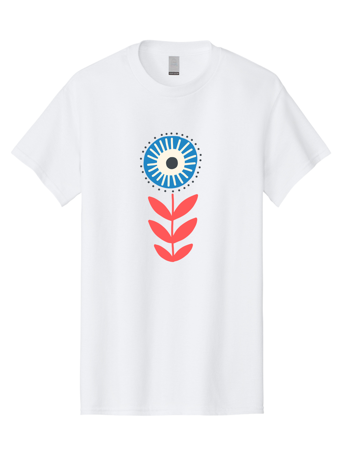 Eye-Flower-1 Men'S Graphic Tee, 100% Cotton, Comfortable Casual Summer Wear, Machine Washable, Evil Eye Symbol, Blue And White Eye, Protection Charm, Floral Design, Red Leaves, Abstract Art, Mystical Motif, Symbolic Artwork Aab698